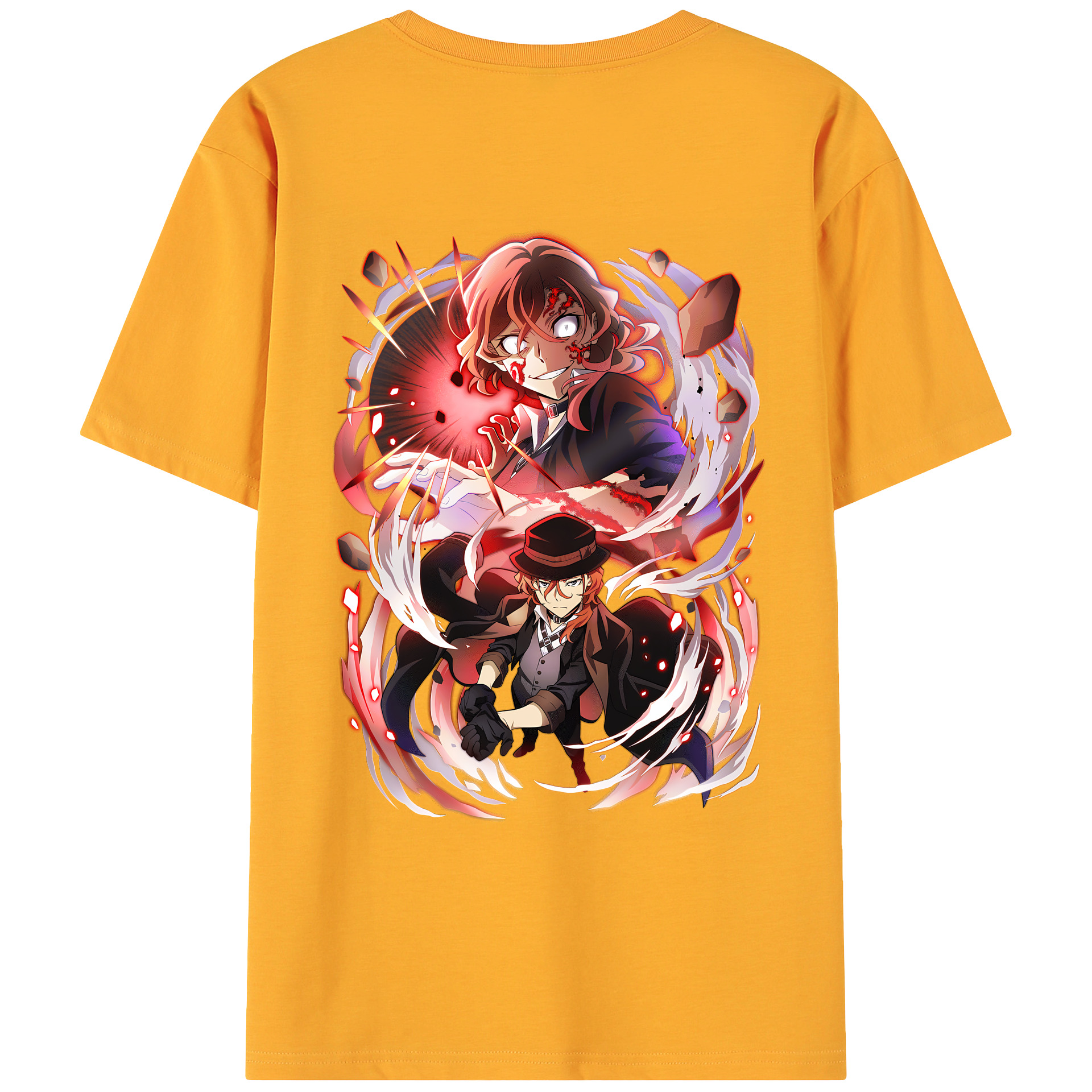 （画像用） 文豪ストレイドッグス Bungo Stray Dogs 綿100％ メンズ半袖Tシャツ（バックプリント） 通気性