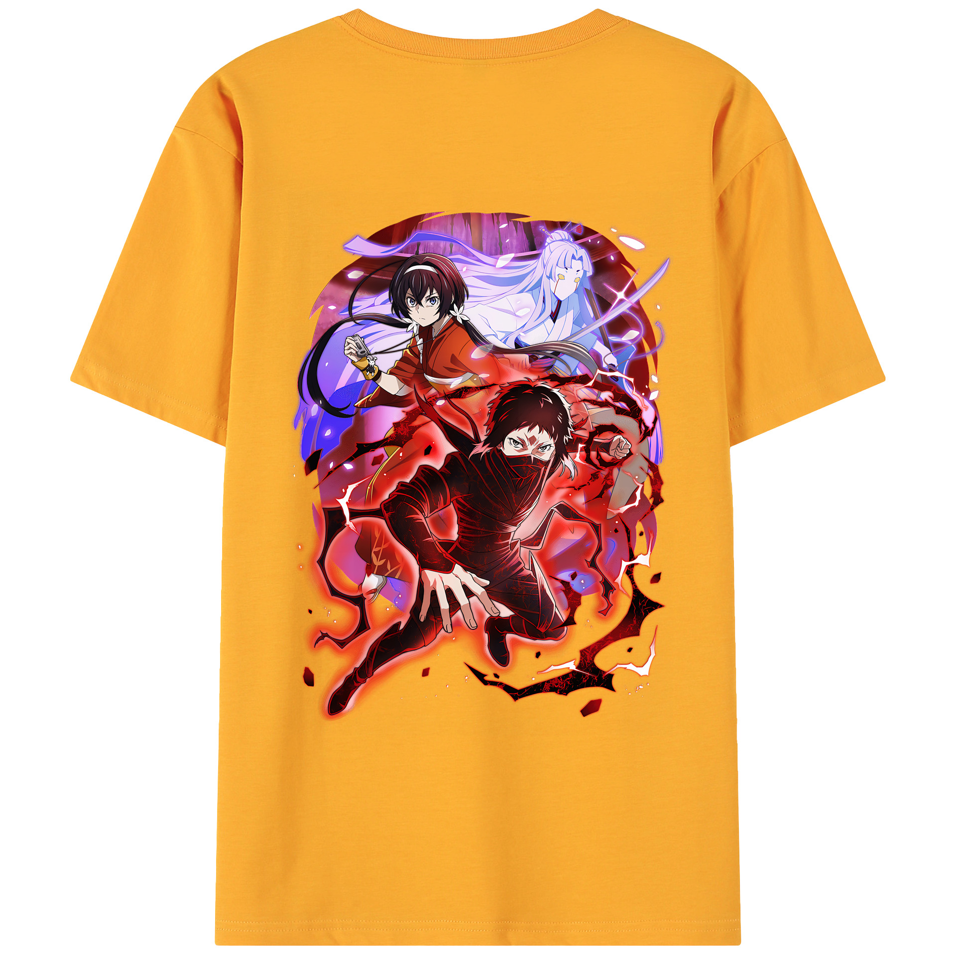 （画像用） 文豪ストレイドッグス Bungo Stray Dogs 綿100％ メンズ半袖Tシャツ（バックプリント） 通気性
