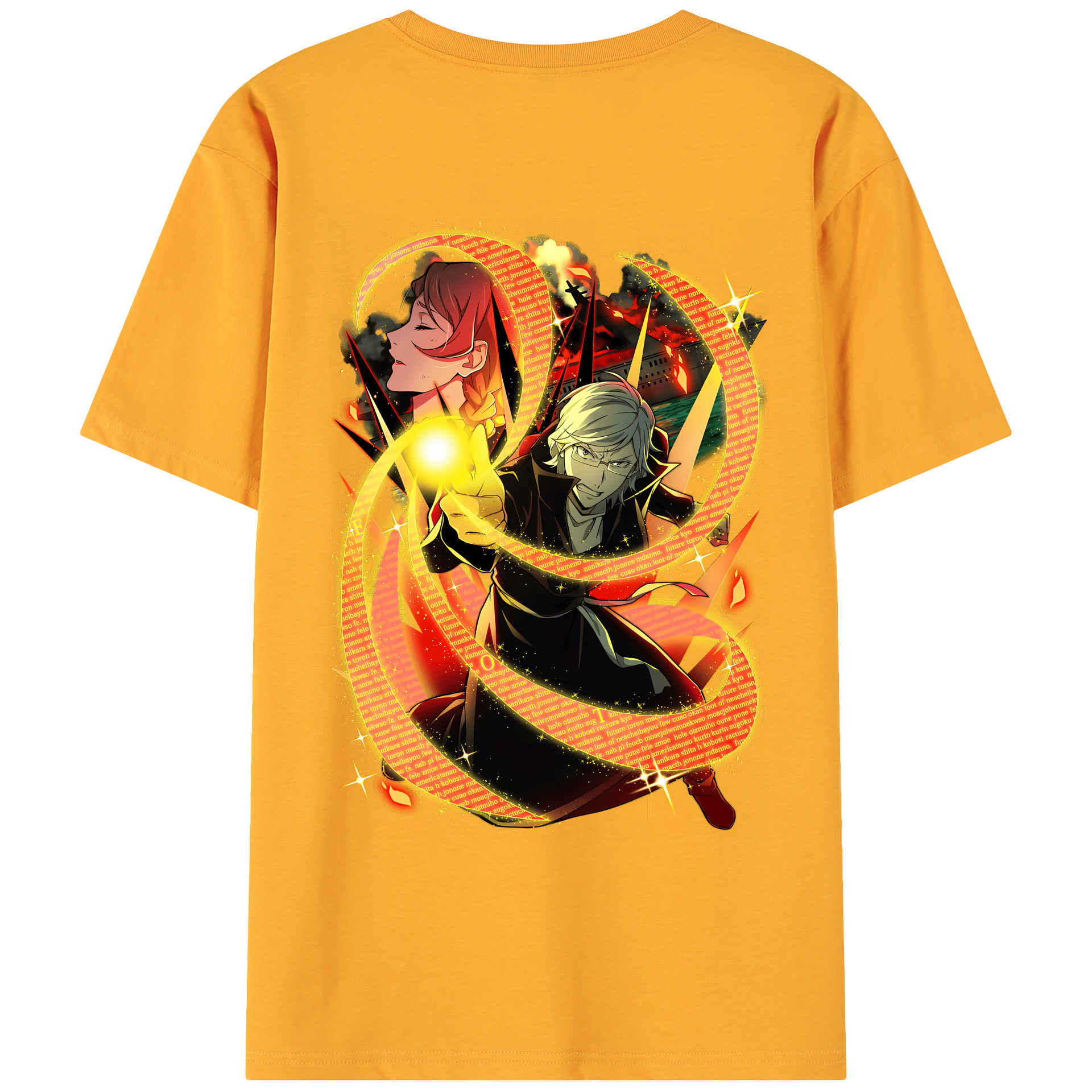 （画像用） 文豪ストレイドッグス Bungo Stray Dogs 綿100％ メンズ半袖Tシャツ（バックプリント） 通気性