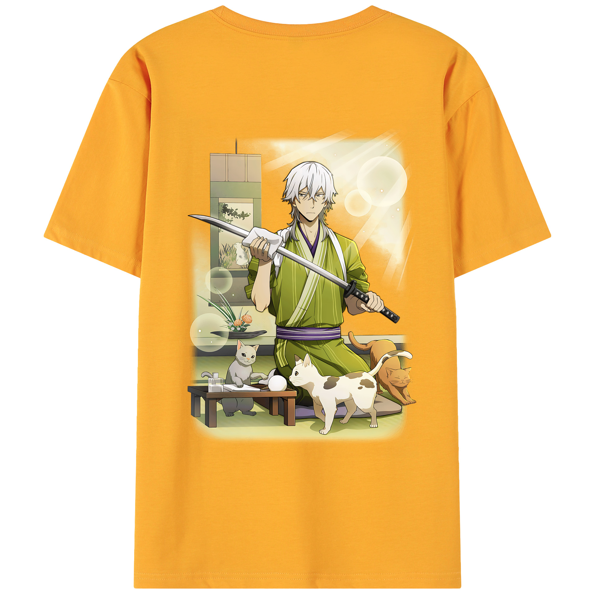 （画像用） 文豪ストレイドッグス Bungo Stray Dogs 綿100％ メンズ半袖Tシャツ（バックプリント） 通気性