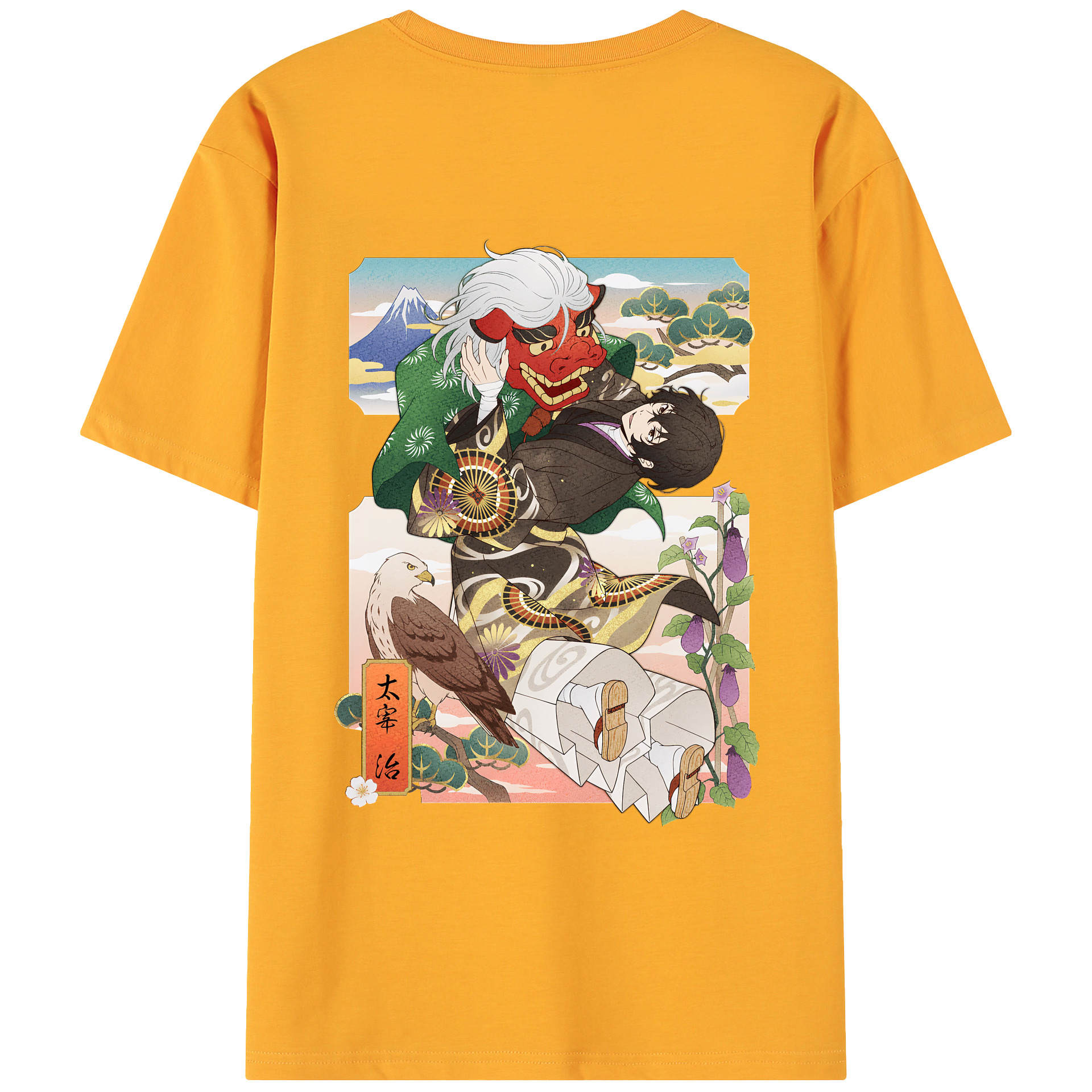 （画像用） 文豪ストレイドッグス Bungo Stray Dogs 綿100％ メンズ半袖Tシャツ（バックプリント） 通気性