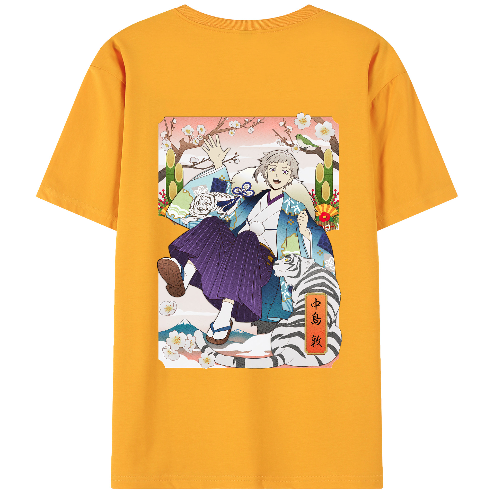 （画像用） 文豪ストレイドッグス Bungo Stray Dogs 綿100％ メンズ半袖Tシャツ（バックプリント） 通気性