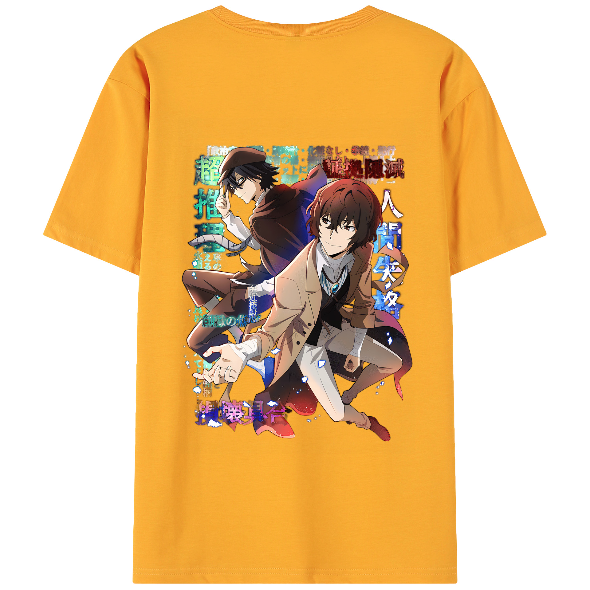 （画像用） 文豪ストレイドッグス Bungo Stray Dogs 綿100％ メンズ半袖Tシャツ（バックプリント） 通気性