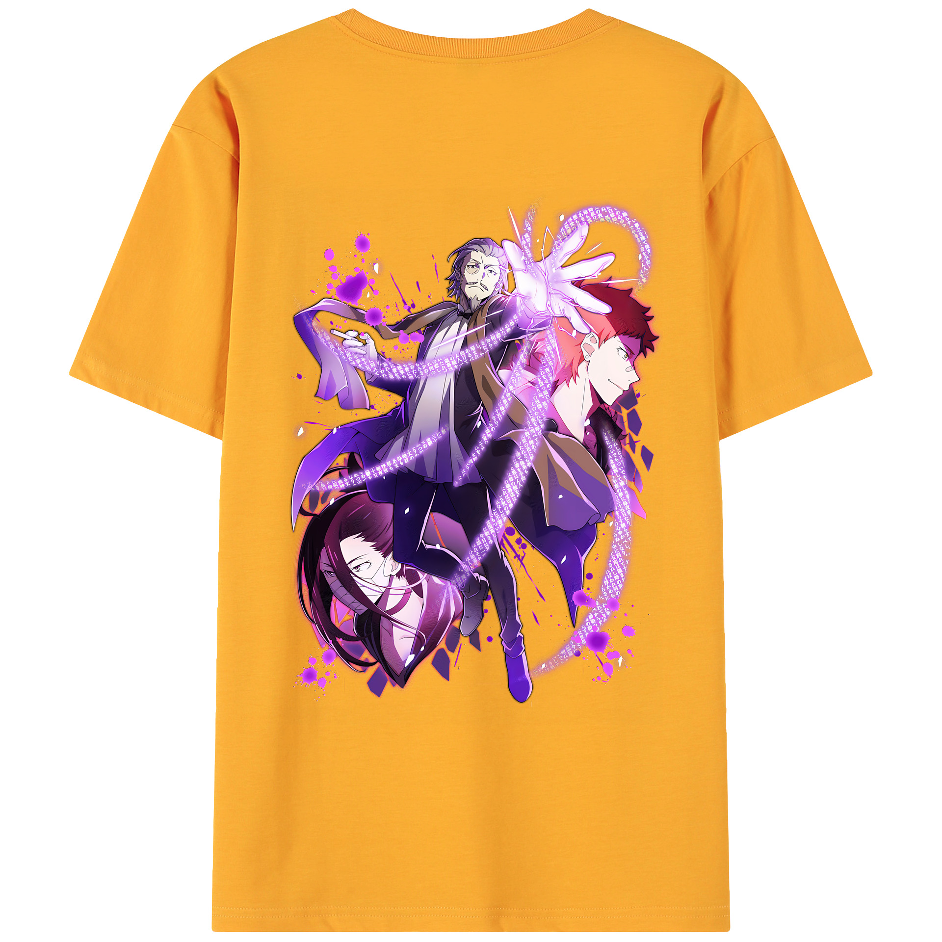 （画像用） 文豪ストレイドッグス Bungo Stray Dogs 綿100％ メンズ半袖Tシャツ（バックプリント） 通気性