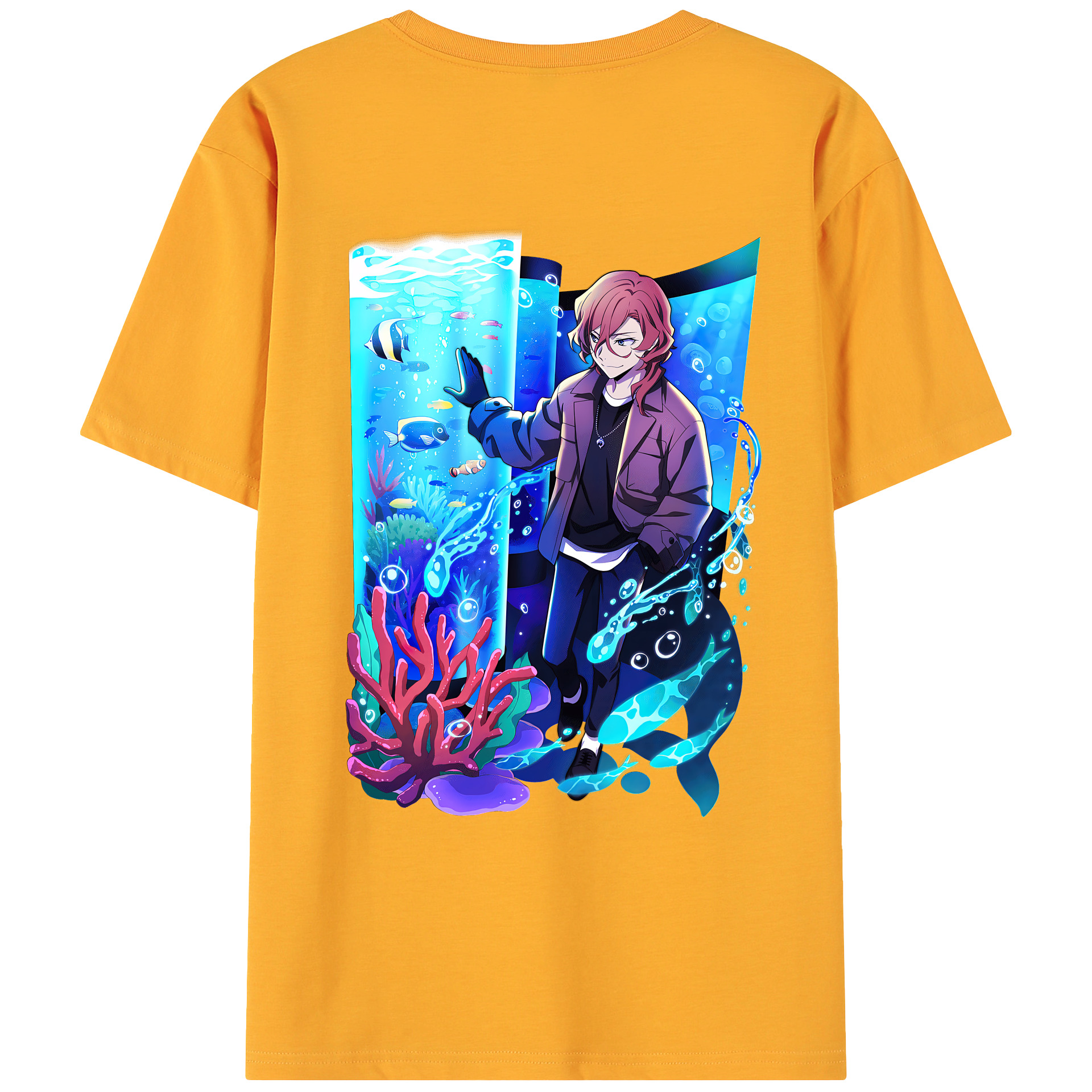 （画像用） 文豪ストレイドッグス Bungo Stray Dogs 綿100％ メンズ半袖Tシャツ（バックプリント） 通気性