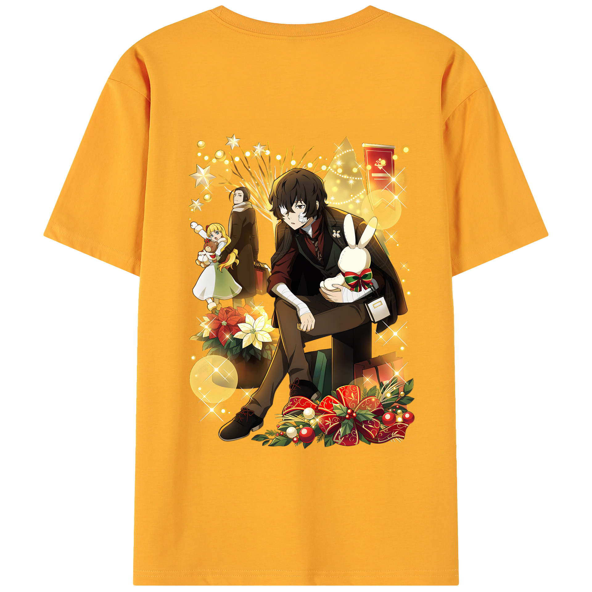 （画像用） 文豪ストレイドッグス Bungo Stray Dogs 綿100％ メンズ半袖Tシャツ（バックプリント） 通気性