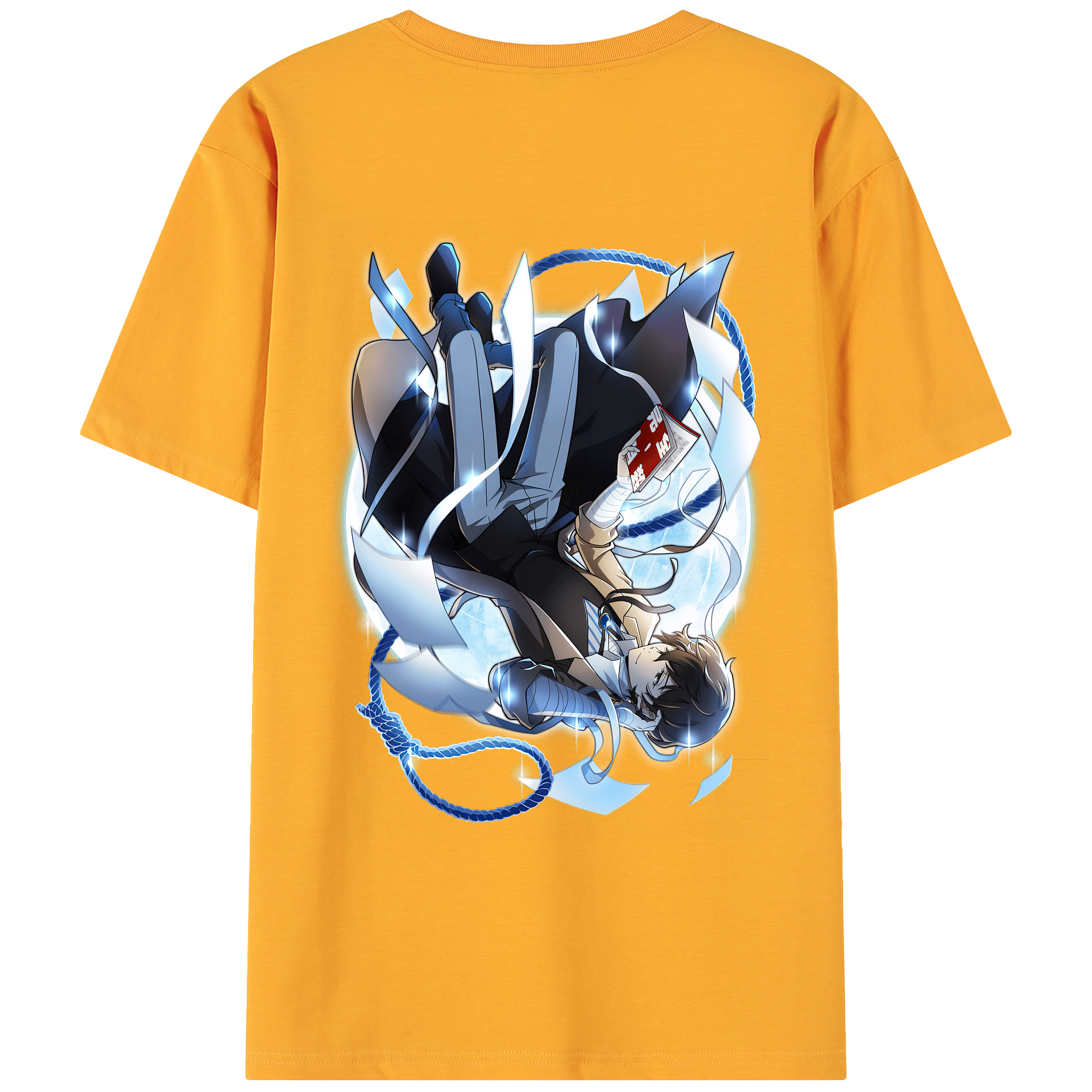 （画像用） 文豪ストレイドッグス Bungo Stray Dogs 綿100％ メンズ半袖Tシャツ（バックプリント） 通気性