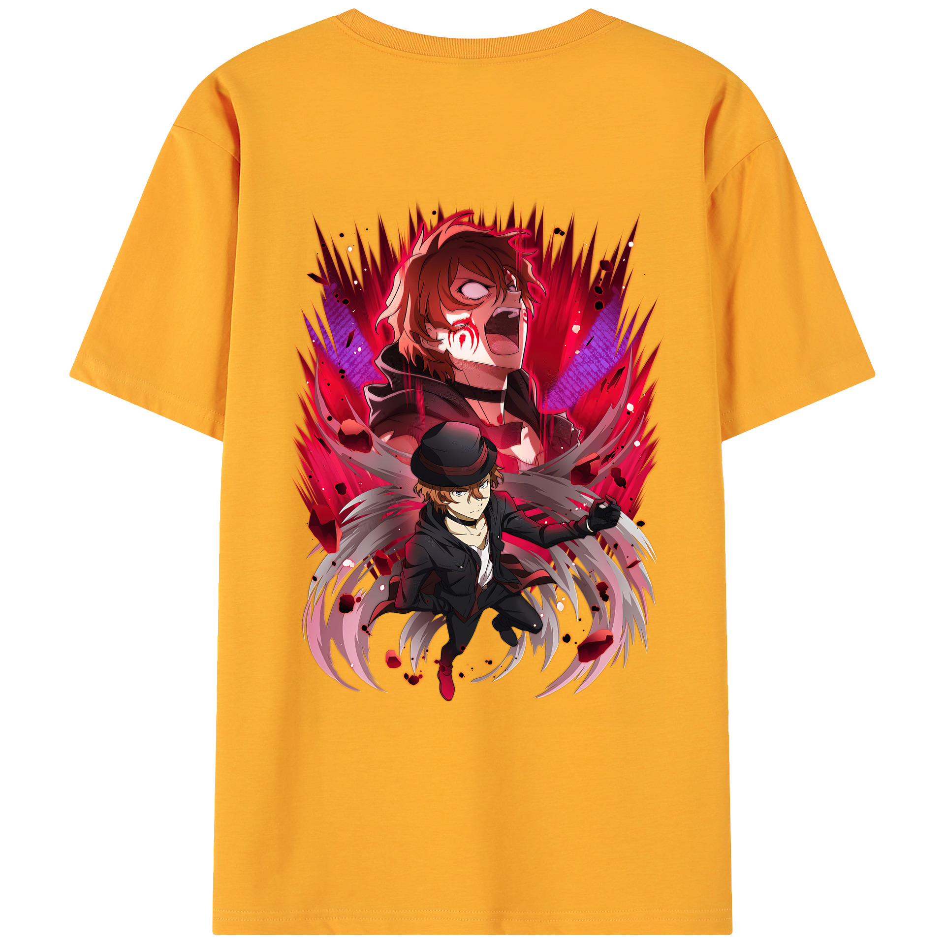 （画像用） 文豪ストレイドッグス Bungo Stray Dogs 綿100％ メンズ半袖Tシャツ（バックプリント） 通気性