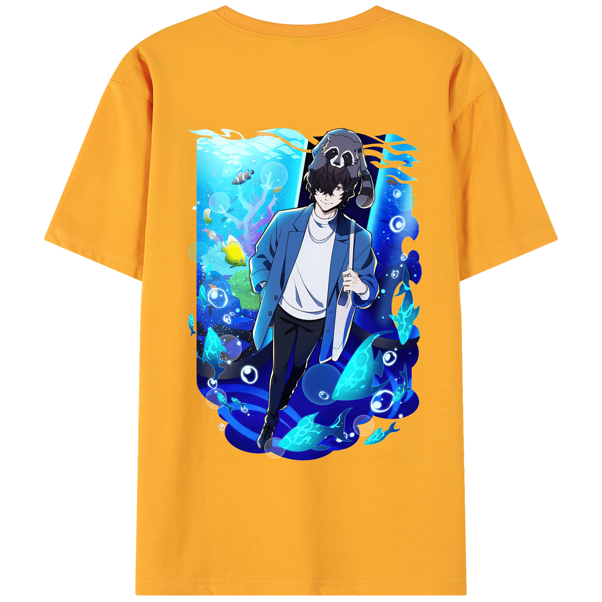 （画像用） 文豪ストレイドッグス Bungo Stray Dogs 綿100％ メンズ半袖Tシャツ（バックプリント） 通気性