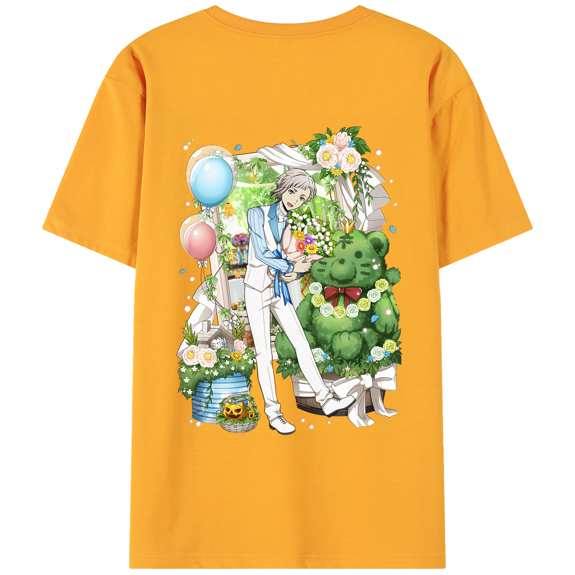 （画像用） 文豪ストレイドッグス Bungo Stray Dogs 綿100％ メンズ半袖Tシャツ（バックプリント） 通気性