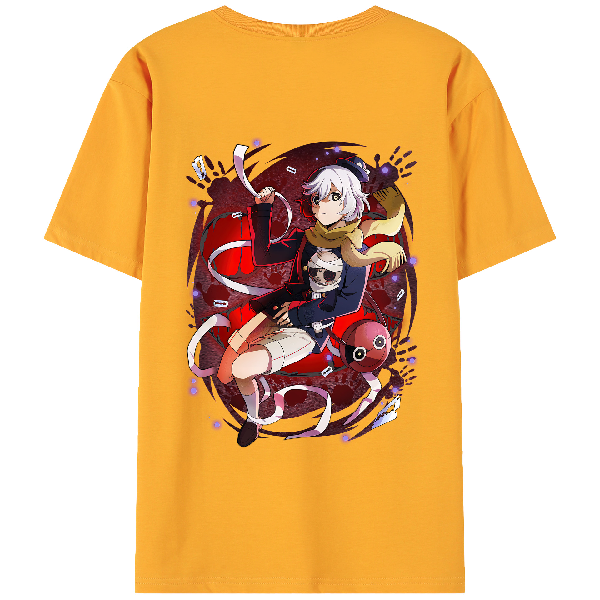 （画像用） 文豪ストレイドッグス Bungo Stray Dogs 綿100％ メンズ半袖Tシャツ（バックプリント） 通気性