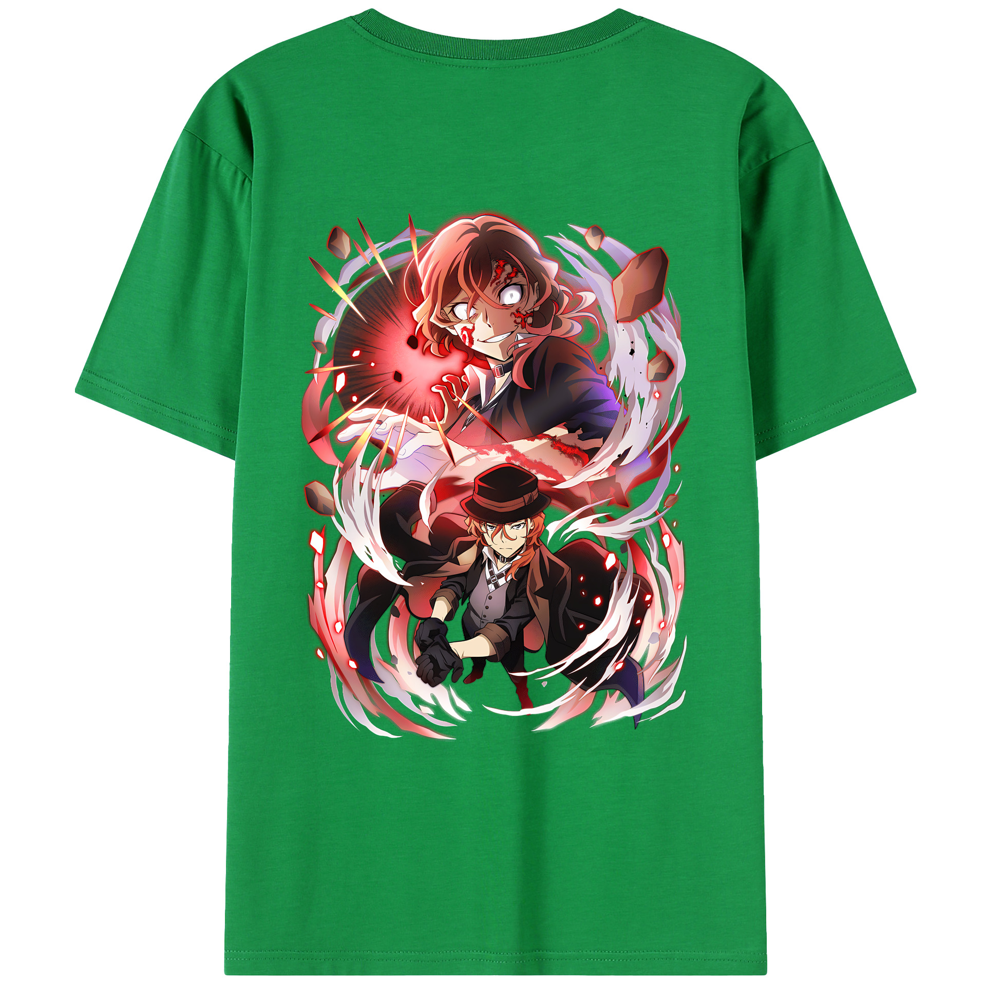 （画像用） 文豪ストレイドッグス Bungo Stray Dogs 綿100％ メンズ半袖Tシャツ（バックプリント） 通気性