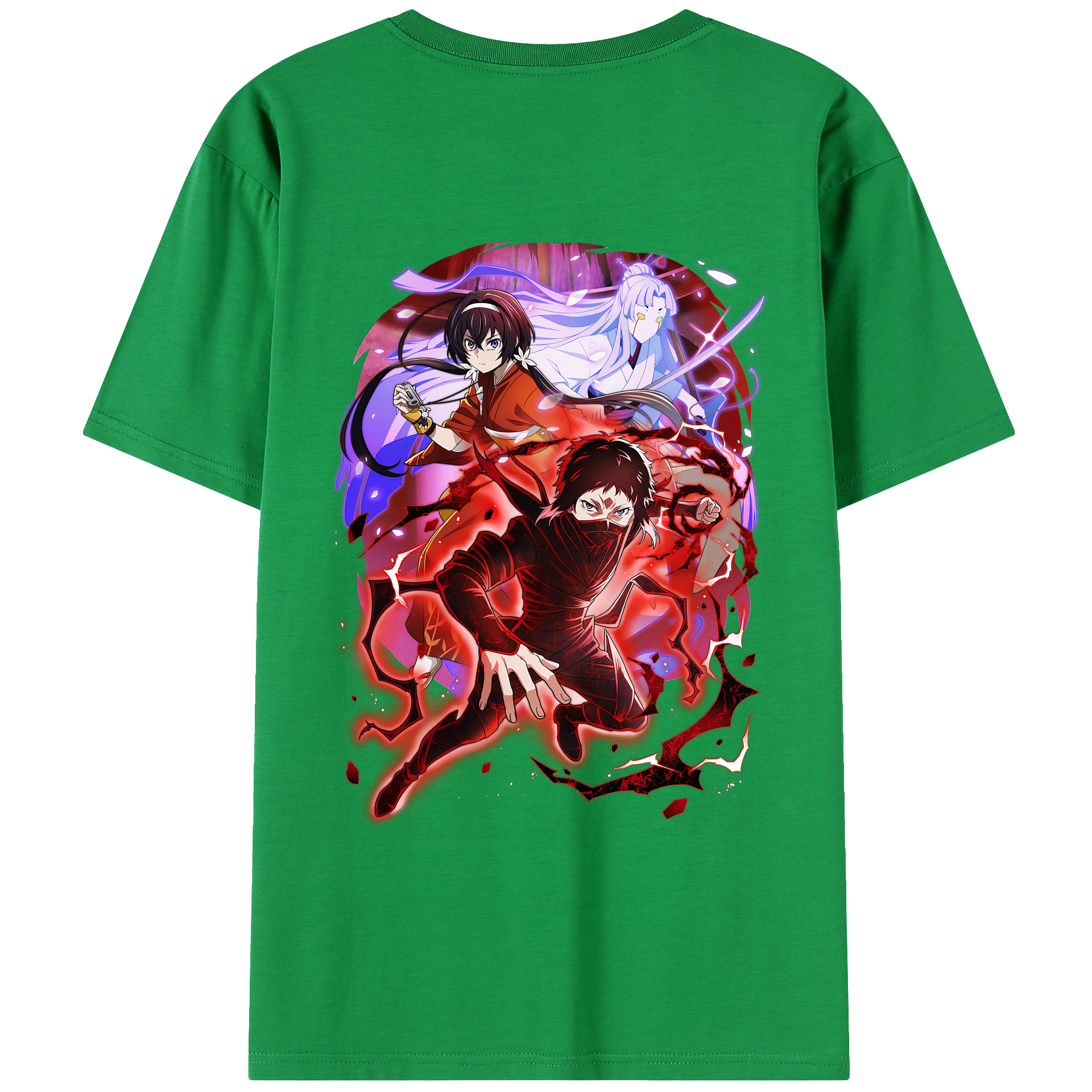 （画像用） 文豪ストレイドッグス Bungo Stray Dogs 綿100％ メンズ半袖Tシャツ（バックプリント） 通気性