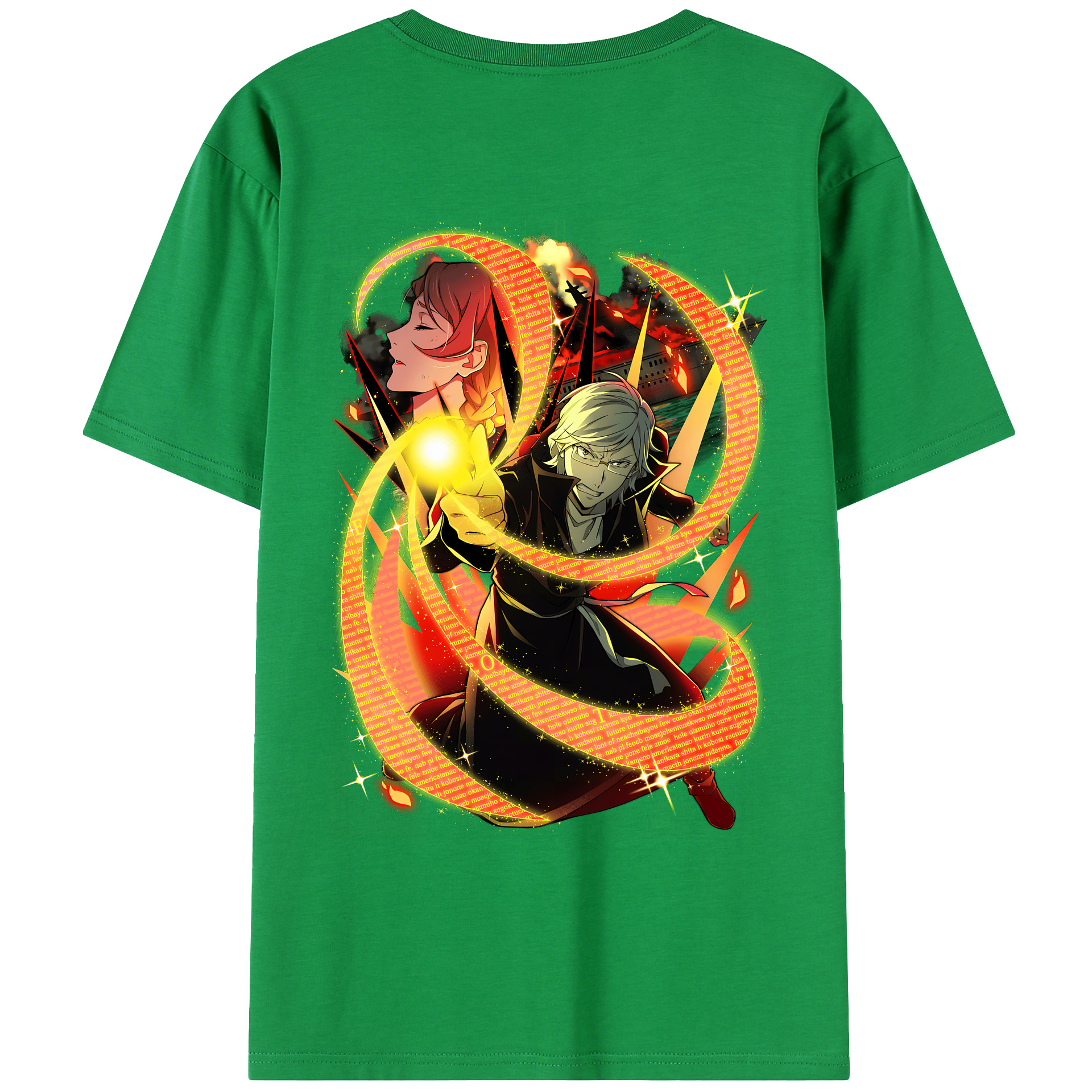 （画像用） 文豪ストレイドッグス Bungo Stray Dogs 綿100％ メンズ半袖Tシャツ（バックプリント） 通気性