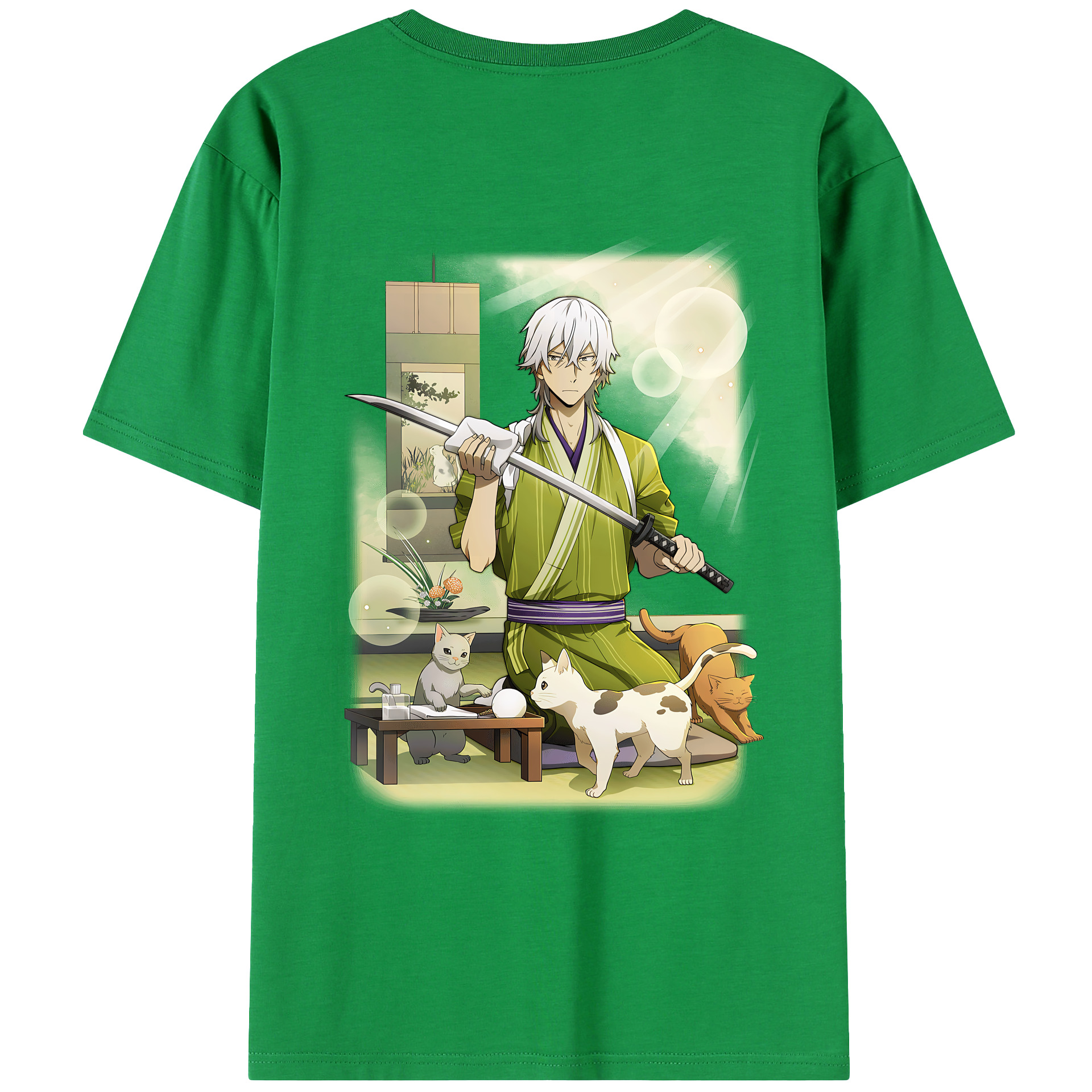 （画像用） 文豪ストレイドッグス Bungo Stray Dogs 綿100％ メンズ半袖Tシャツ（バックプリント） 通気性