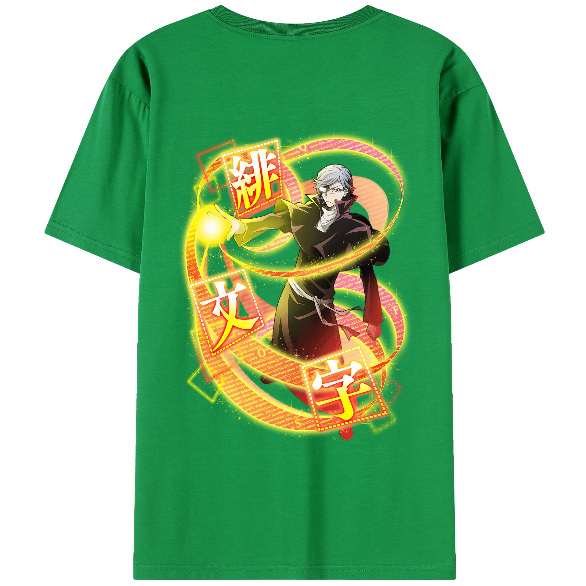（画像用） 文豪ストレイドッグス Bungo Stray Dogs 綿100％ メンズ半袖Tシャツ（バックプリント） 通気性