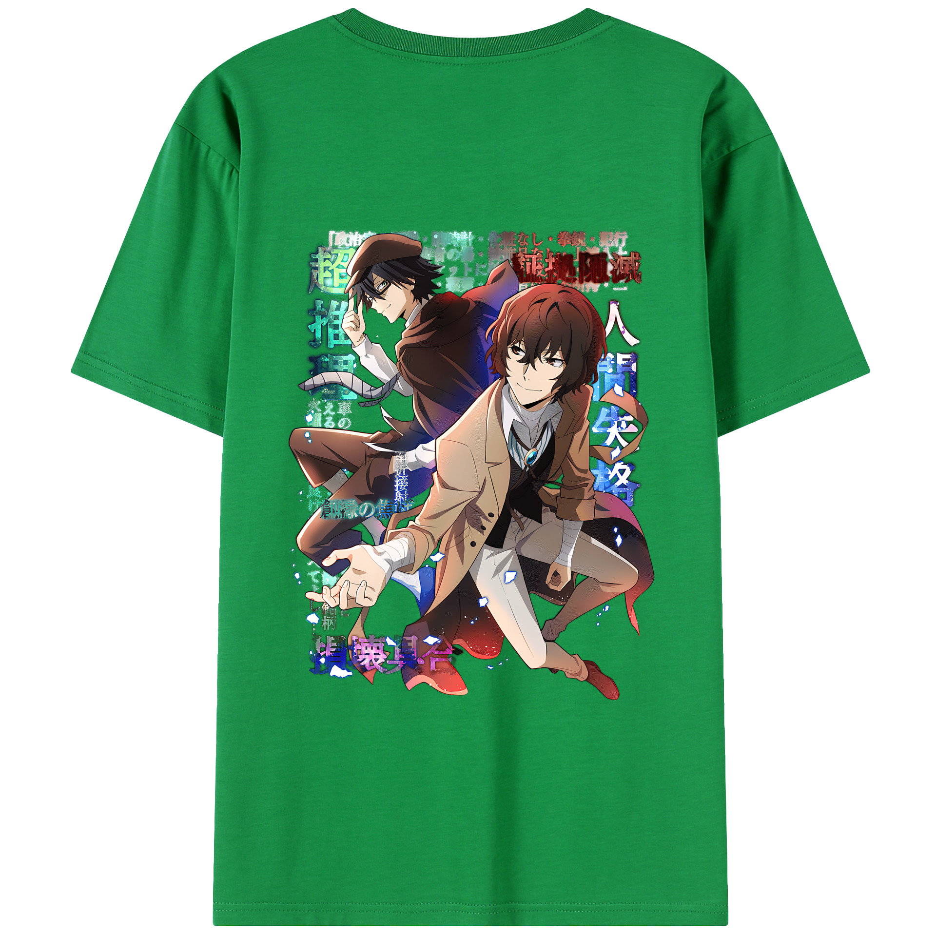 （画像用） 文豪ストレイドッグス Bungo Stray Dogs 綿100％ メンズ半袖Tシャツ（バックプリント） 通気性