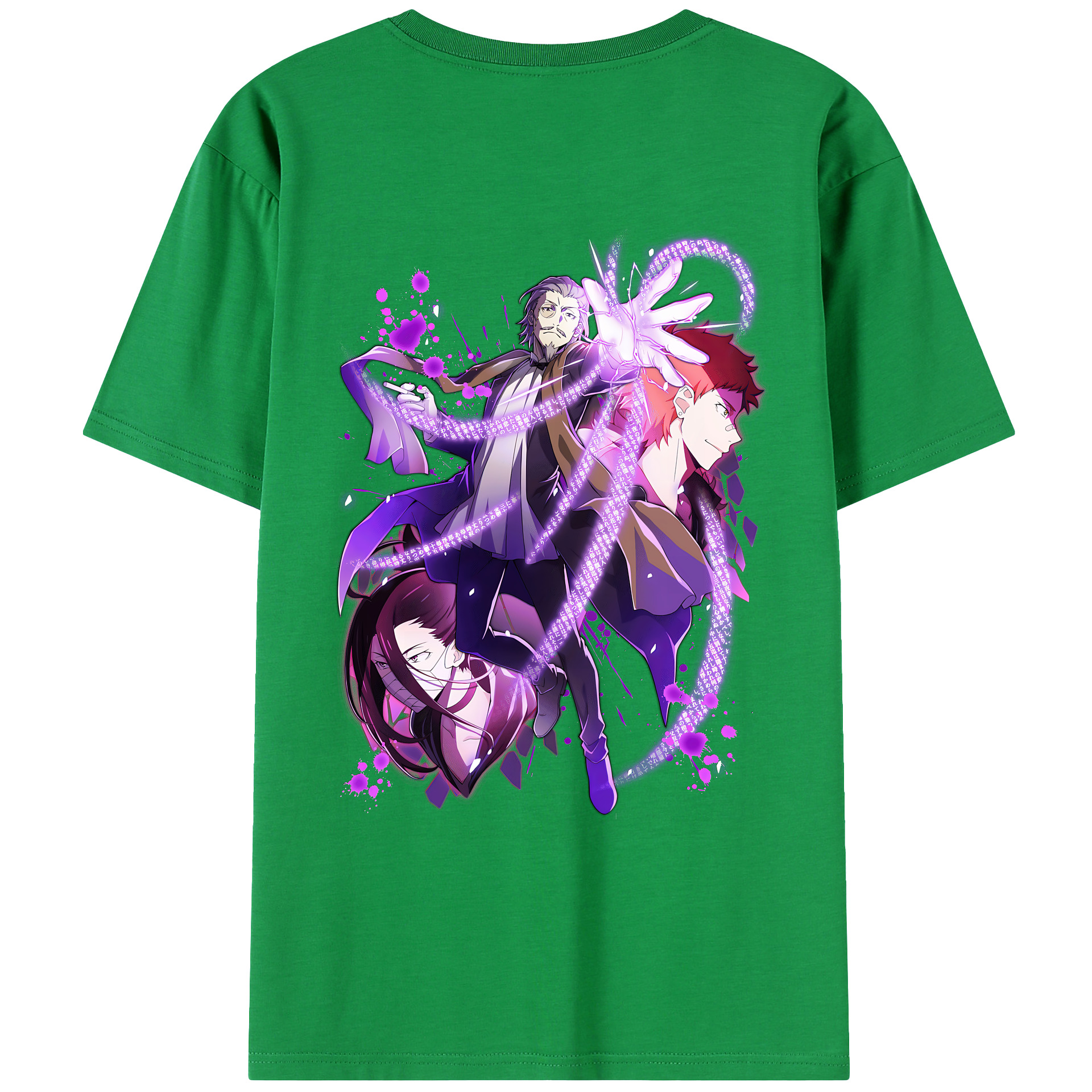 （画像用） 文豪ストレイドッグス Bungo Stray Dogs 綿100％ メンズ半袖Tシャツ（バックプリント） 通気性