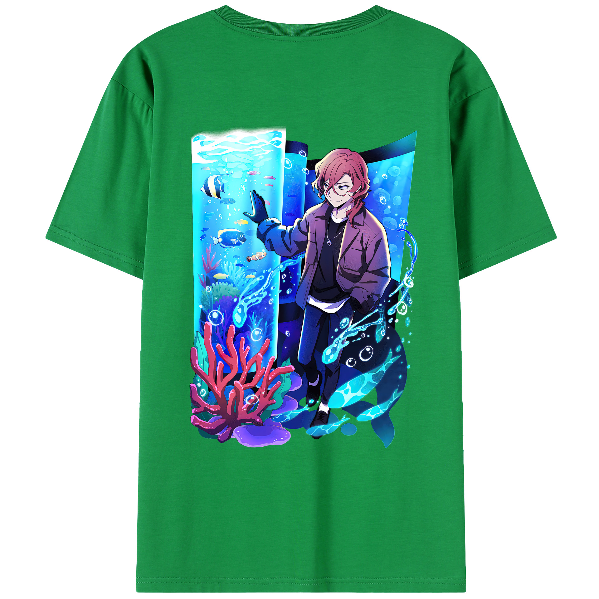 （画像用） 文豪ストレイドッグス Bungo Stray Dogs 綿100％ メンズ半袖Tシャツ（バックプリント） 通気性
