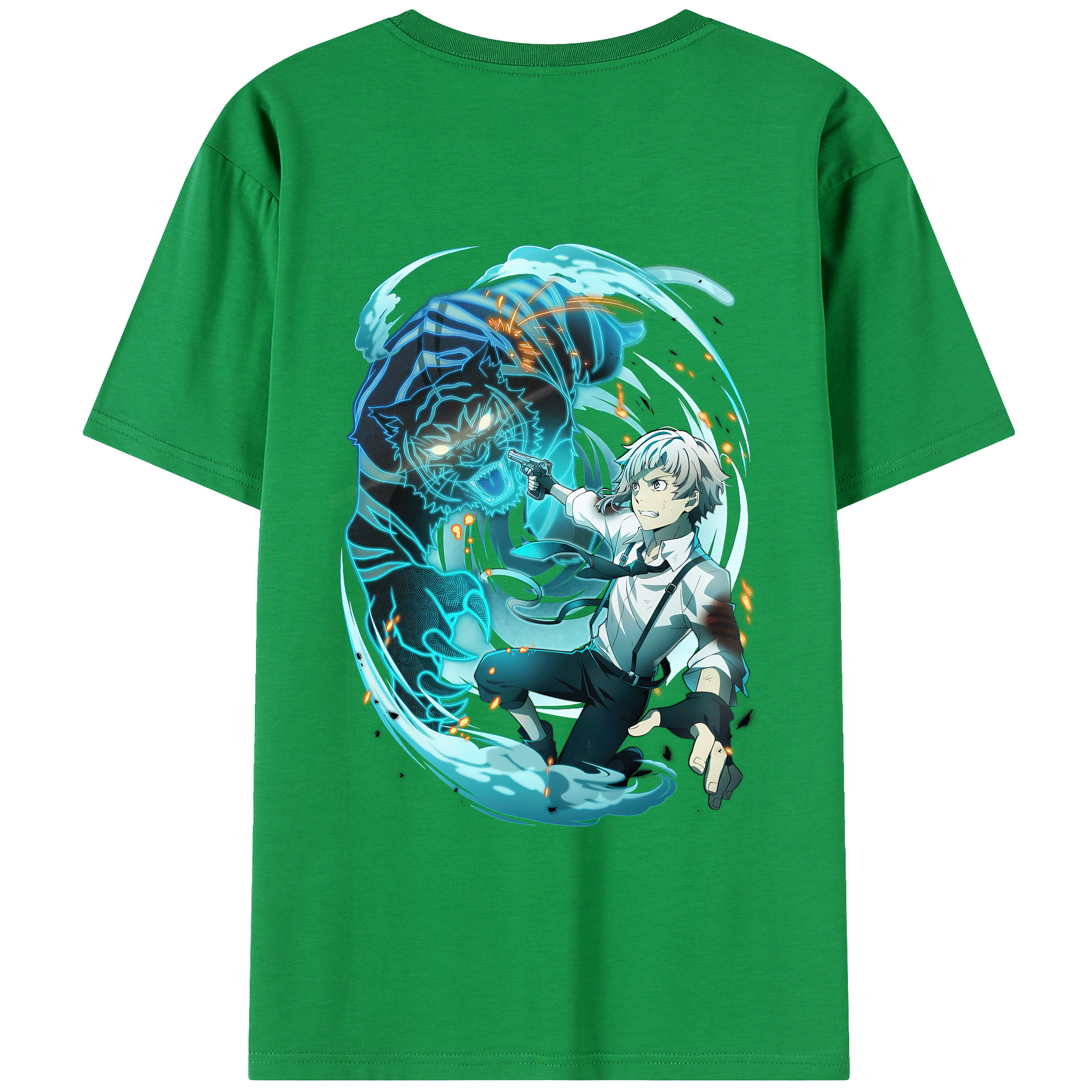 （画像用） 文豪ストレイドッグス Bungo Stray Dogs 綿100％ メンズ半袖Tシャツ（バックプリント） 通気性