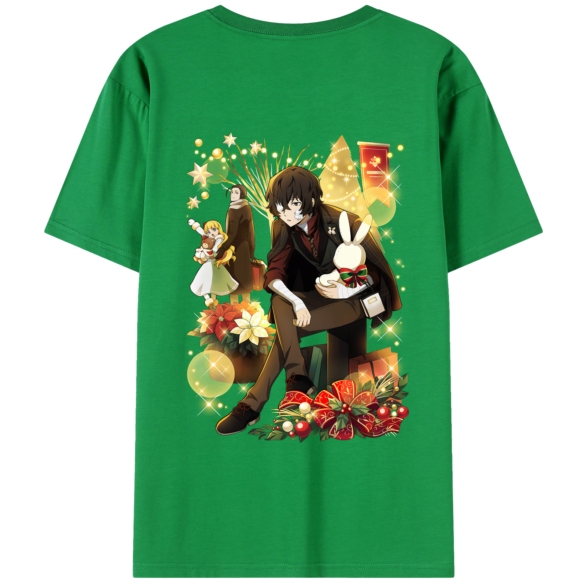 （画像用） 文豪ストレイドッグス Bungo Stray Dogs 綿100％ メンズ半袖Tシャツ（バックプリント） 通気性