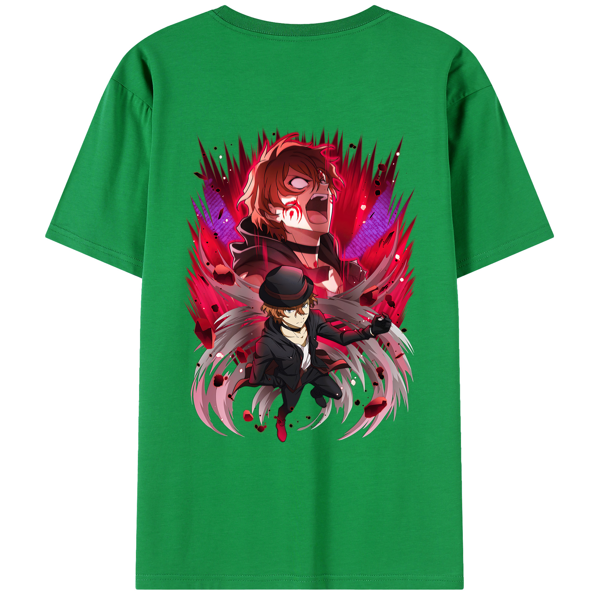 （画像用） 文豪ストレイドッグス Bungo Stray Dogs 綿100％ メンズ半袖Tシャツ（バックプリント） 通気性