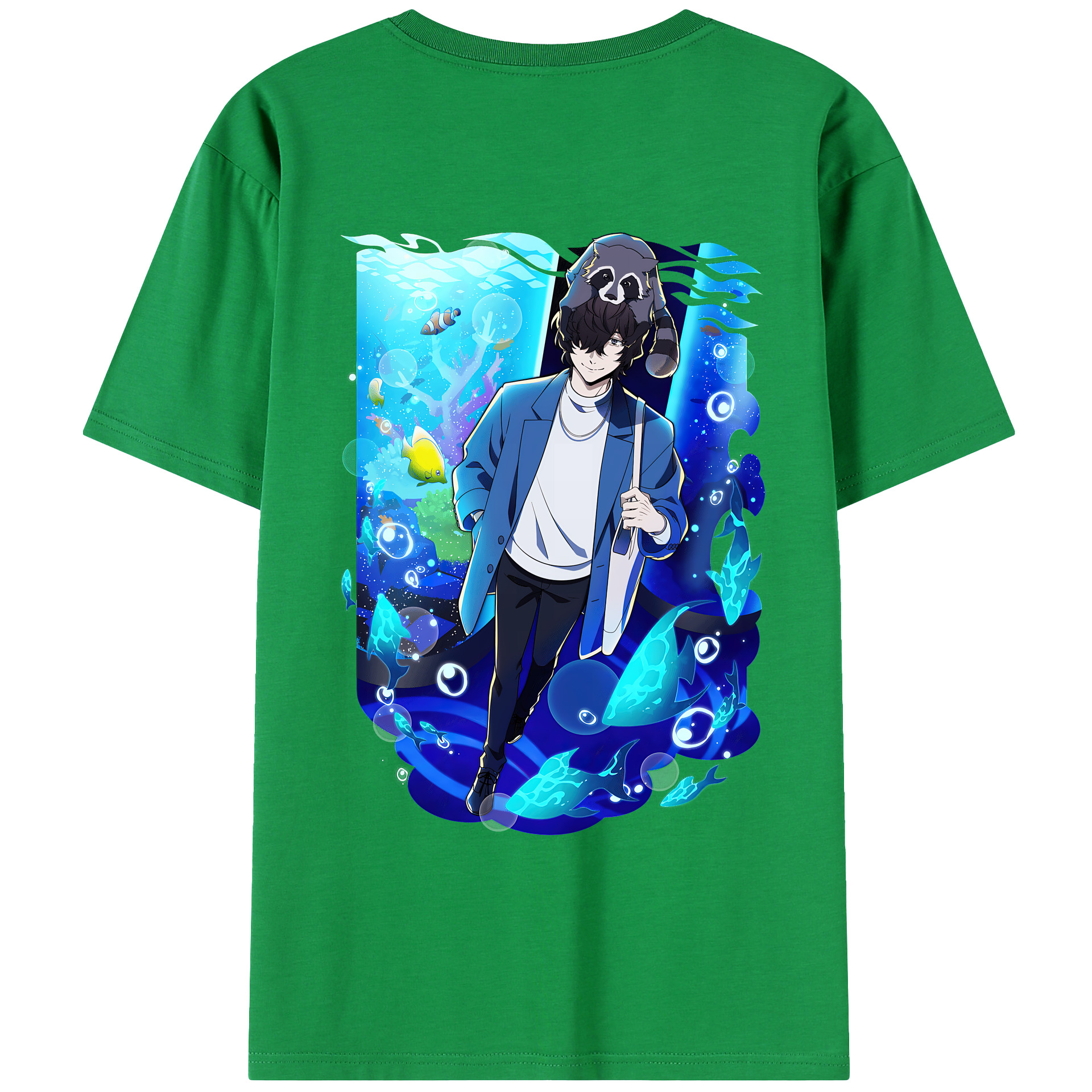 （画像用） 文豪ストレイドッグス Bungo Stray Dogs 綿100％ メンズ半袖Tシャツ（バックプリント） 通気性
