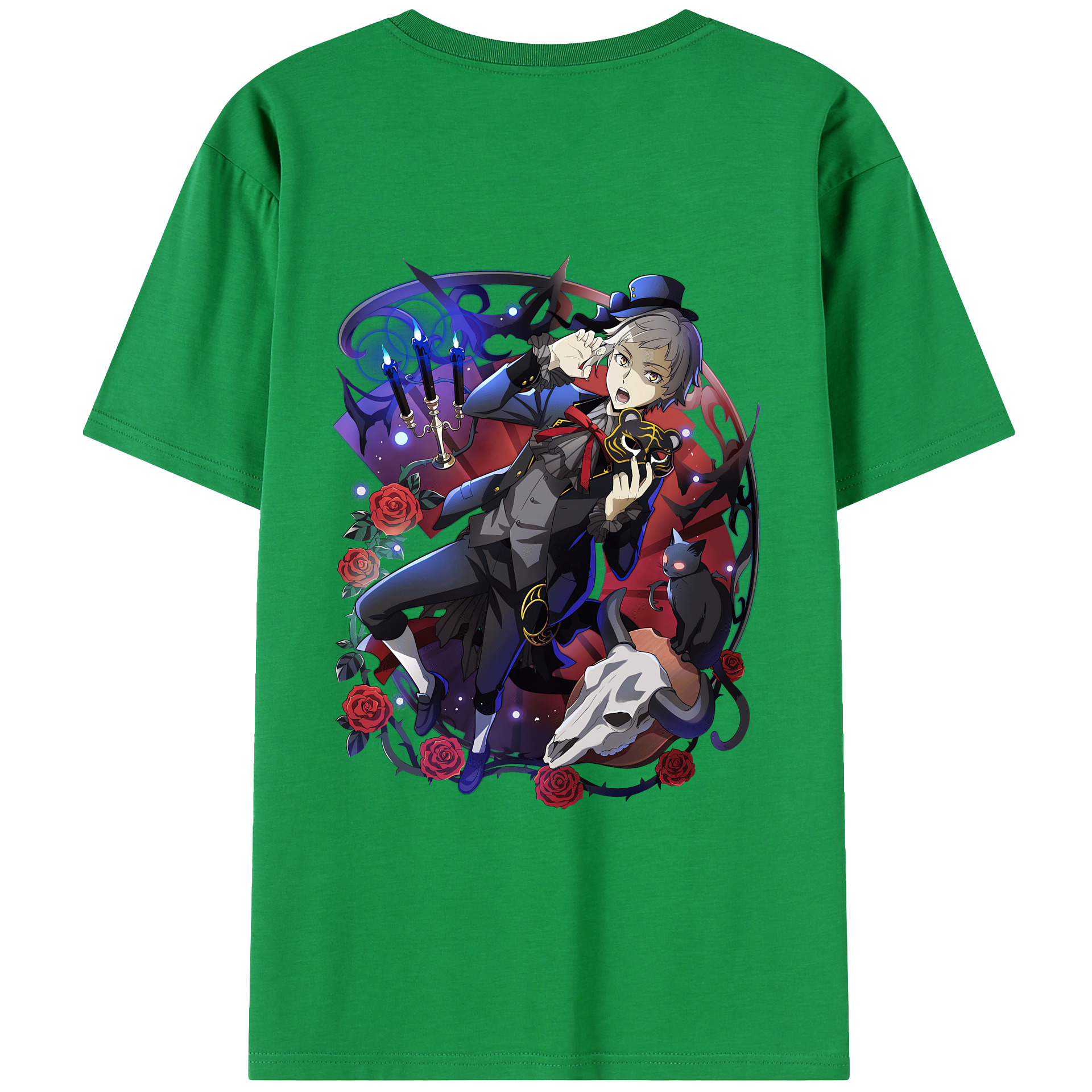 （画像用） 文豪ストレイドッグス Bungo Stray Dogs 綿100％ メンズ半袖Tシャツ（バックプリント） 通気性