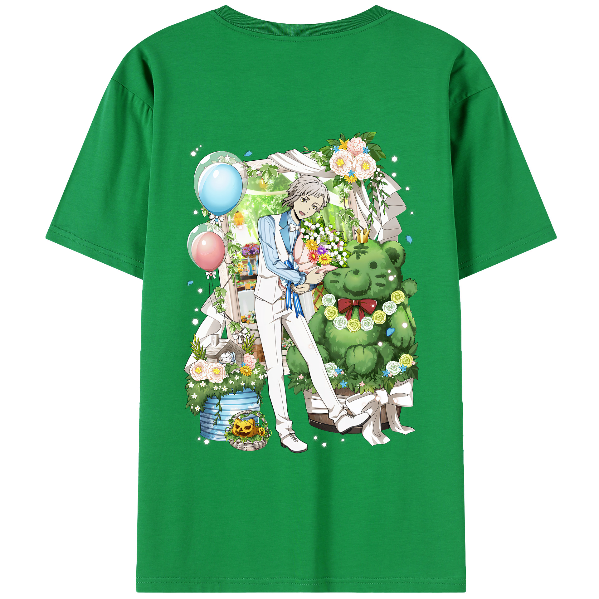（画像用） 文豪ストレイドッグス Bungo Stray Dogs 綿100％ メンズ半袖Tシャツ（バックプリント） 通気性