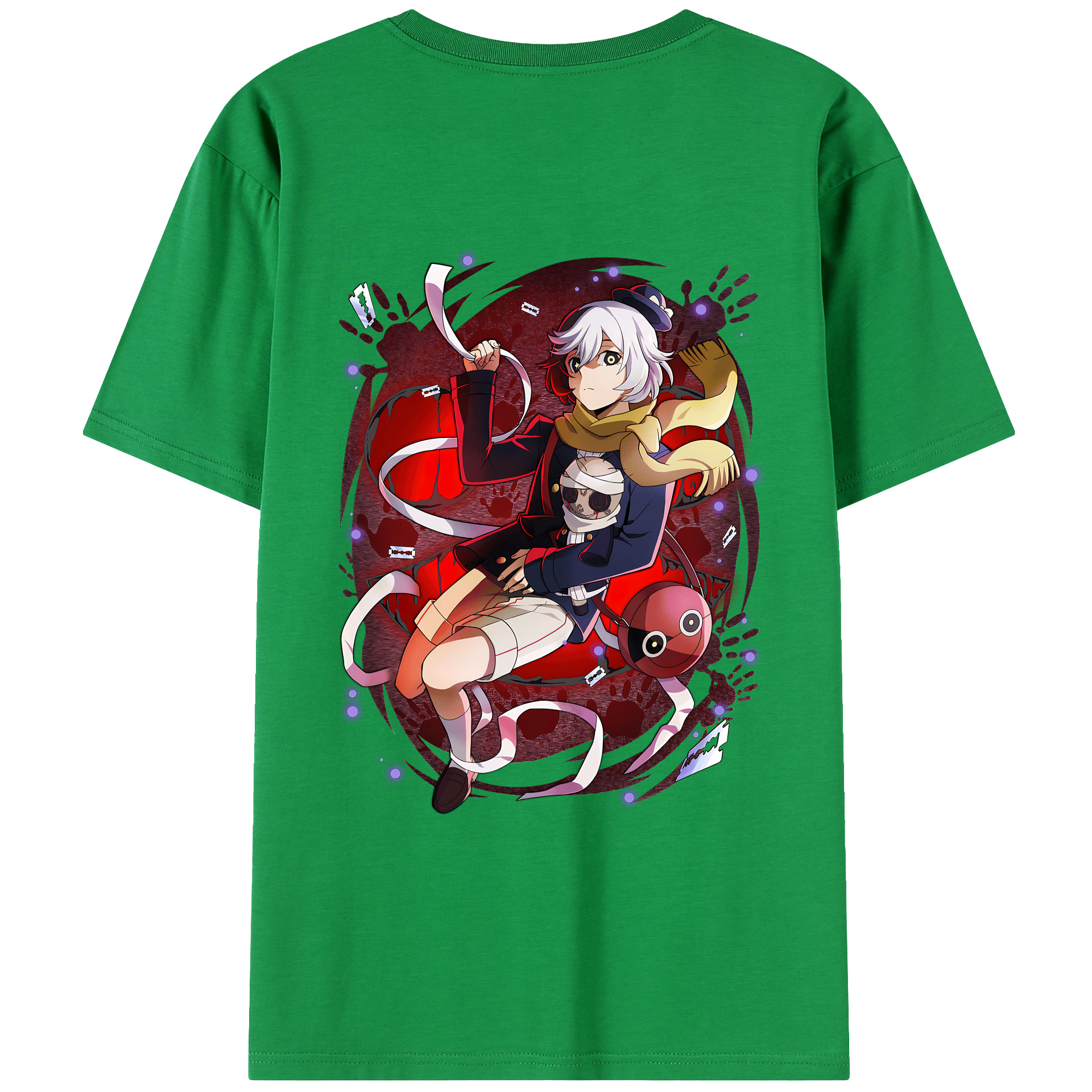 （画像用） 文豪ストレイドッグス Bungo Stray Dogs 綿100％ メンズ半袖Tシャツ（バックプリント） 通気性
