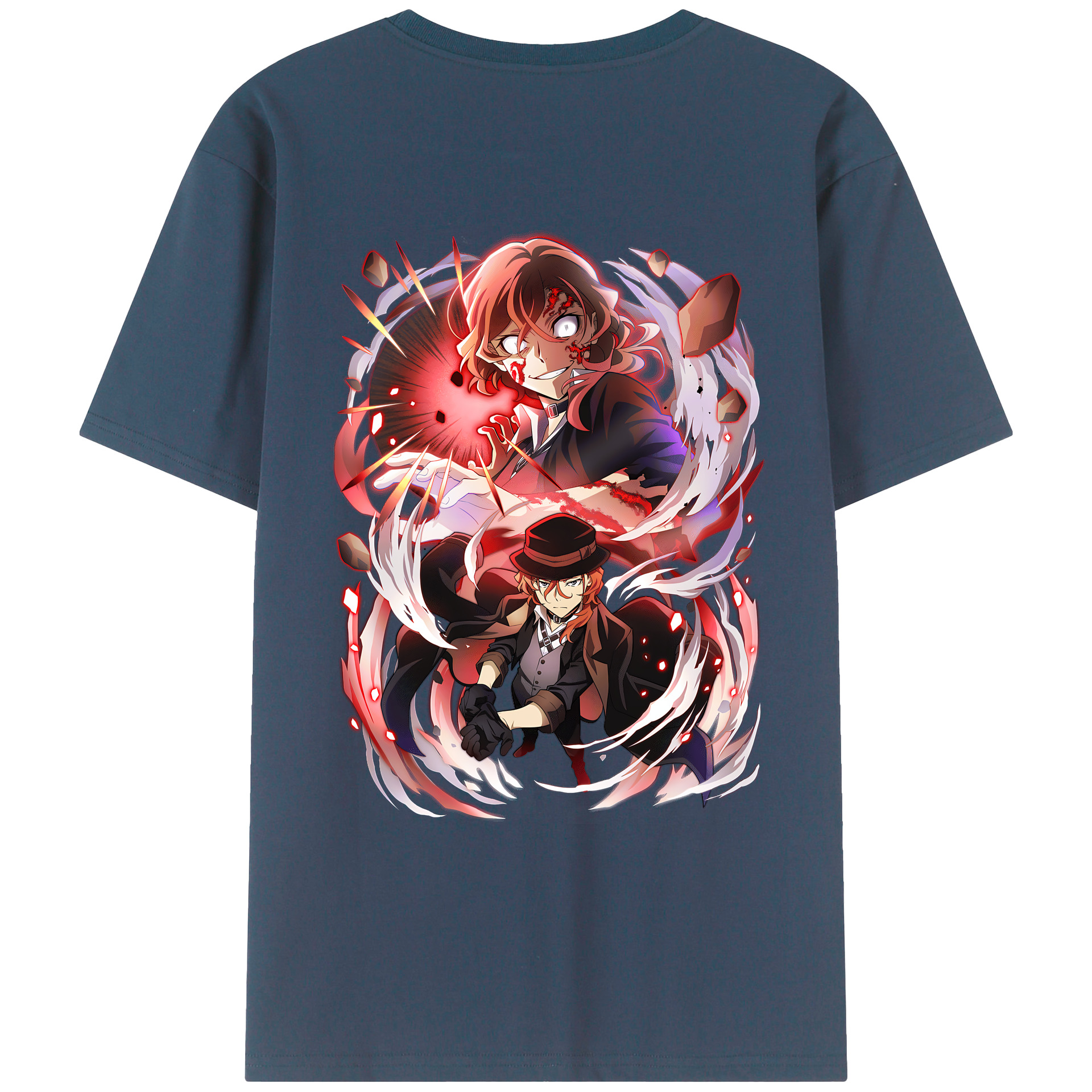 （画像用） 文豪ストレイドッグス Bungo Stray Dogs 綿100％ メンズ半袖Tシャツ（バックプリント） 通気性