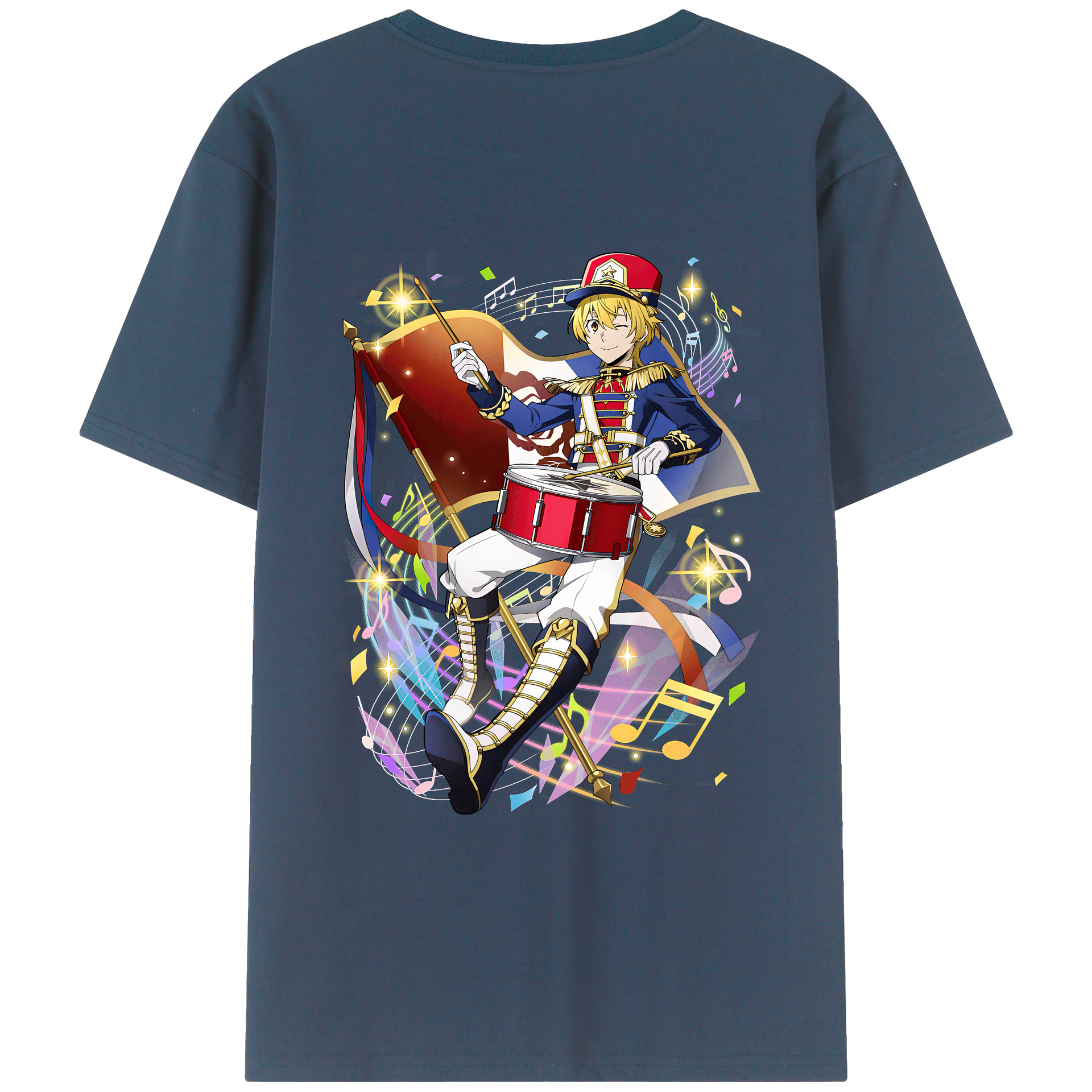 （画像用） 文豪ストレイドッグス Bungo Stray Dogs 綿100％ メンズ半袖Tシャツ（バックプリント） 通気性