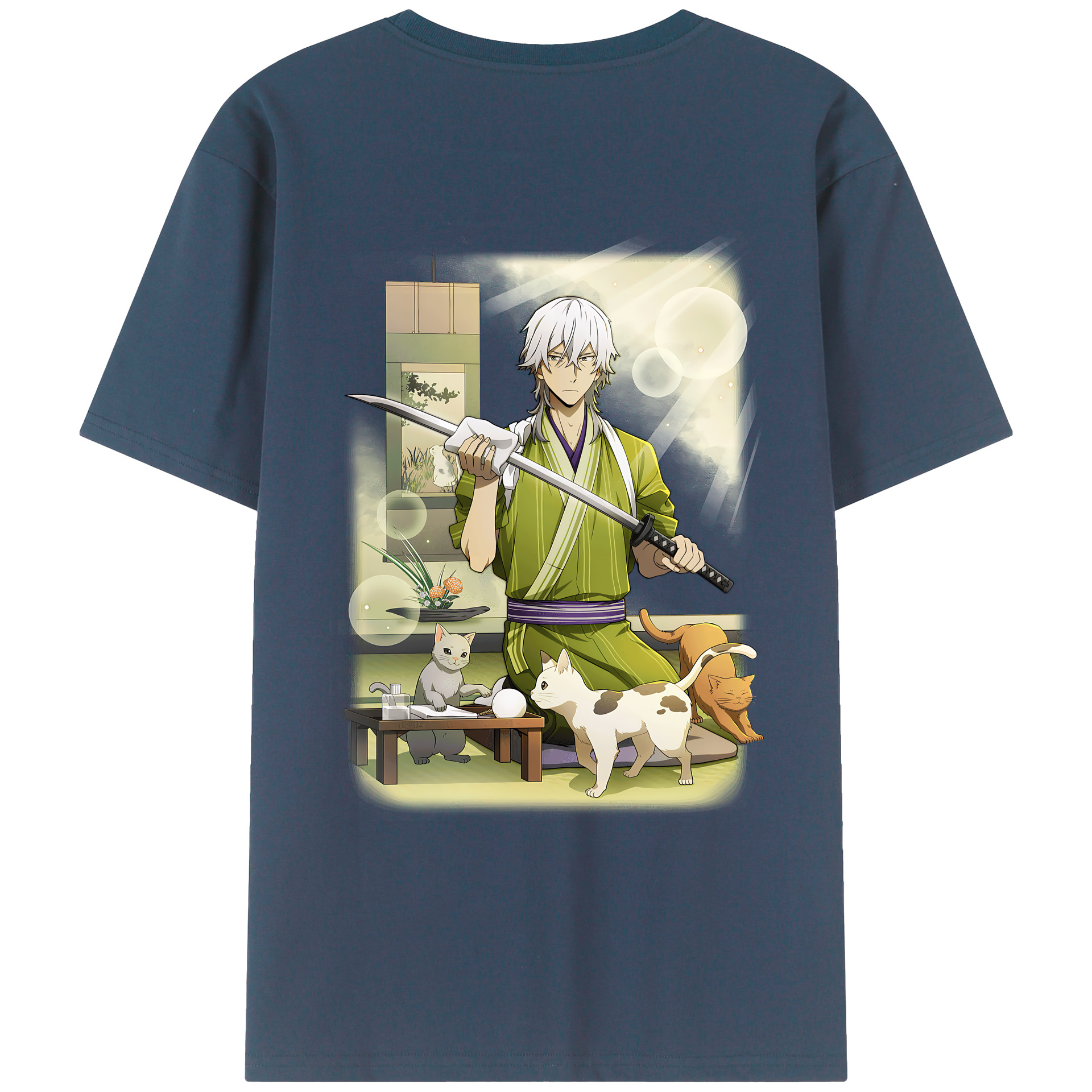 （画像用） 文豪ストレイドッグス Bungo Stray Dogs 綿100％ メンズ半袖Tシャツ（バックプリント） 通気性