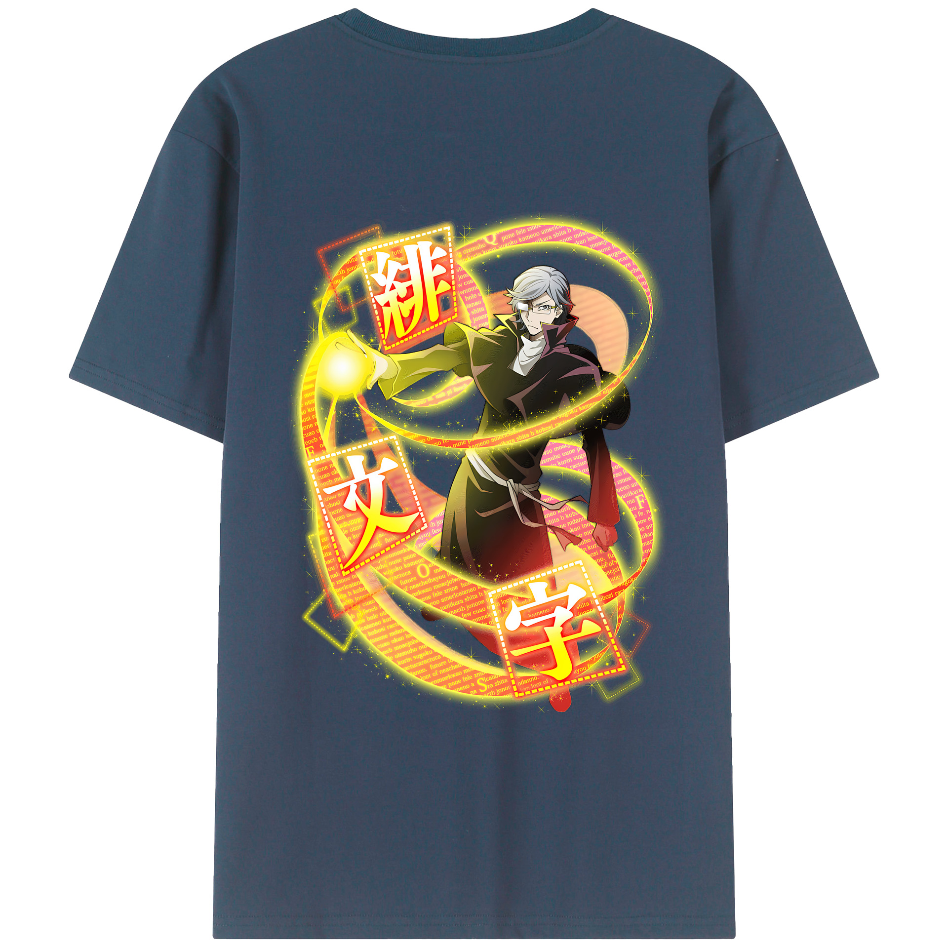 （画像用） 文豪ストレイドッグス Bungo Stray Dogs 綿100％ メンズ半袖Tシャツ（バックプリント） 通気性