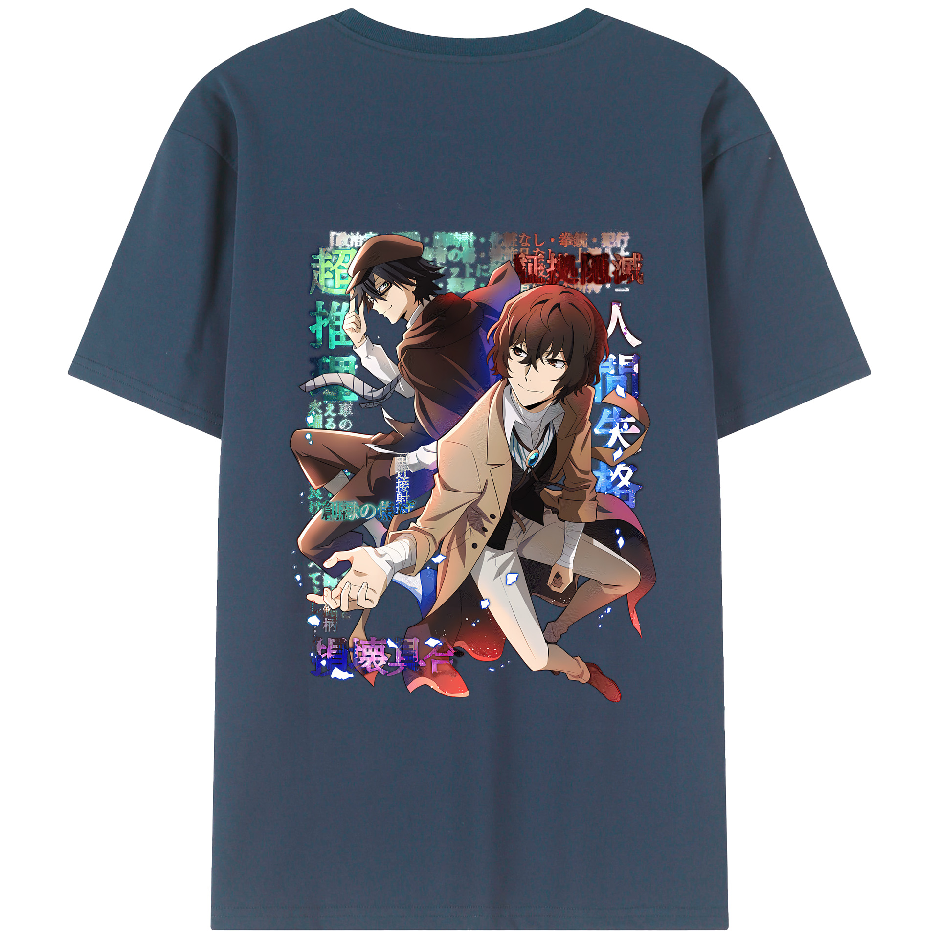 （画像用） 文豪ストレイドッグス Bungo Stray Dogs 綿100％ メンズ半袖Tシャツ（バックプリント） 通気性