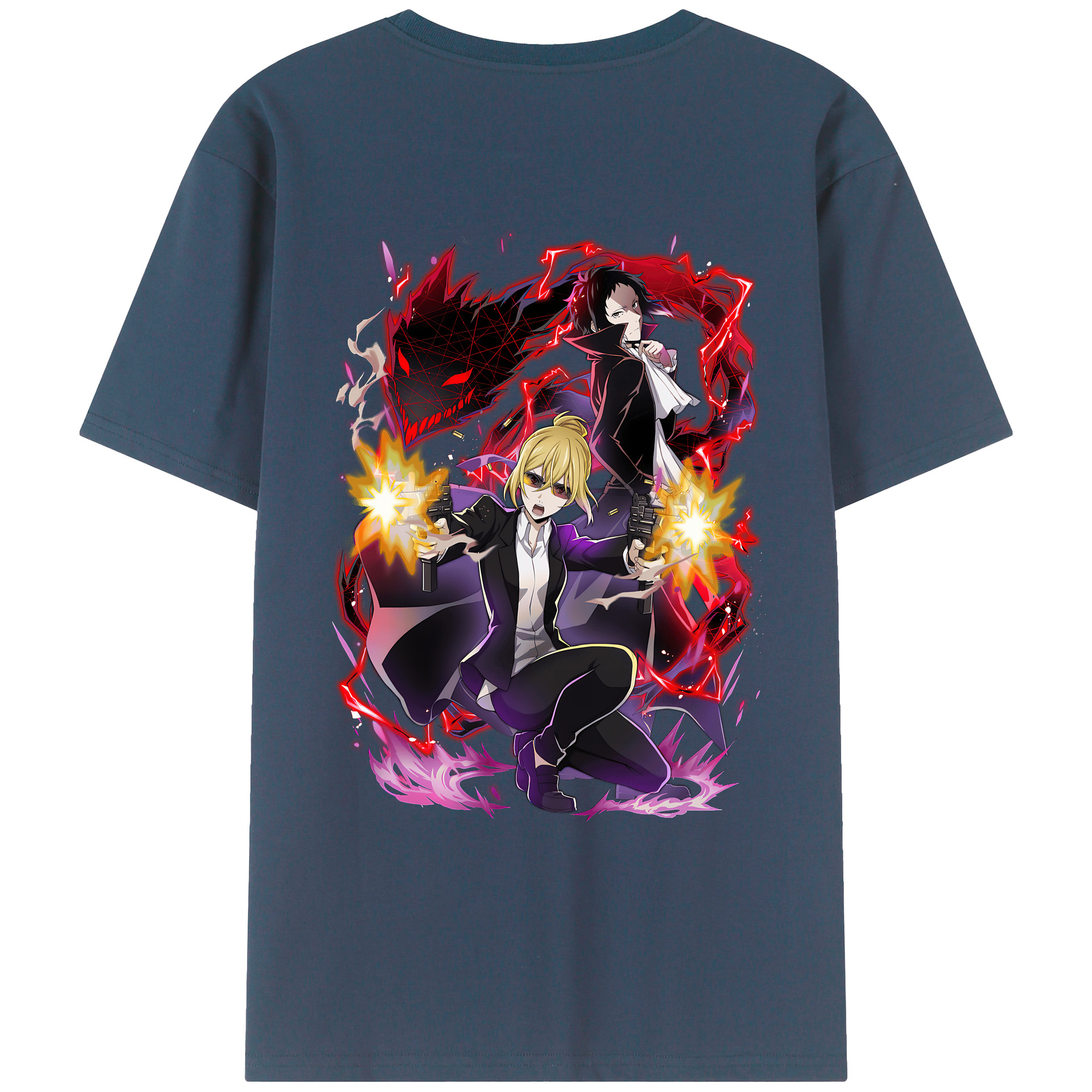 （画像用） 文豪ストレイドッグス Bungo Stray Dogs 綿100％ メンズ半袖Tシャツ（バックプリント） 通気性