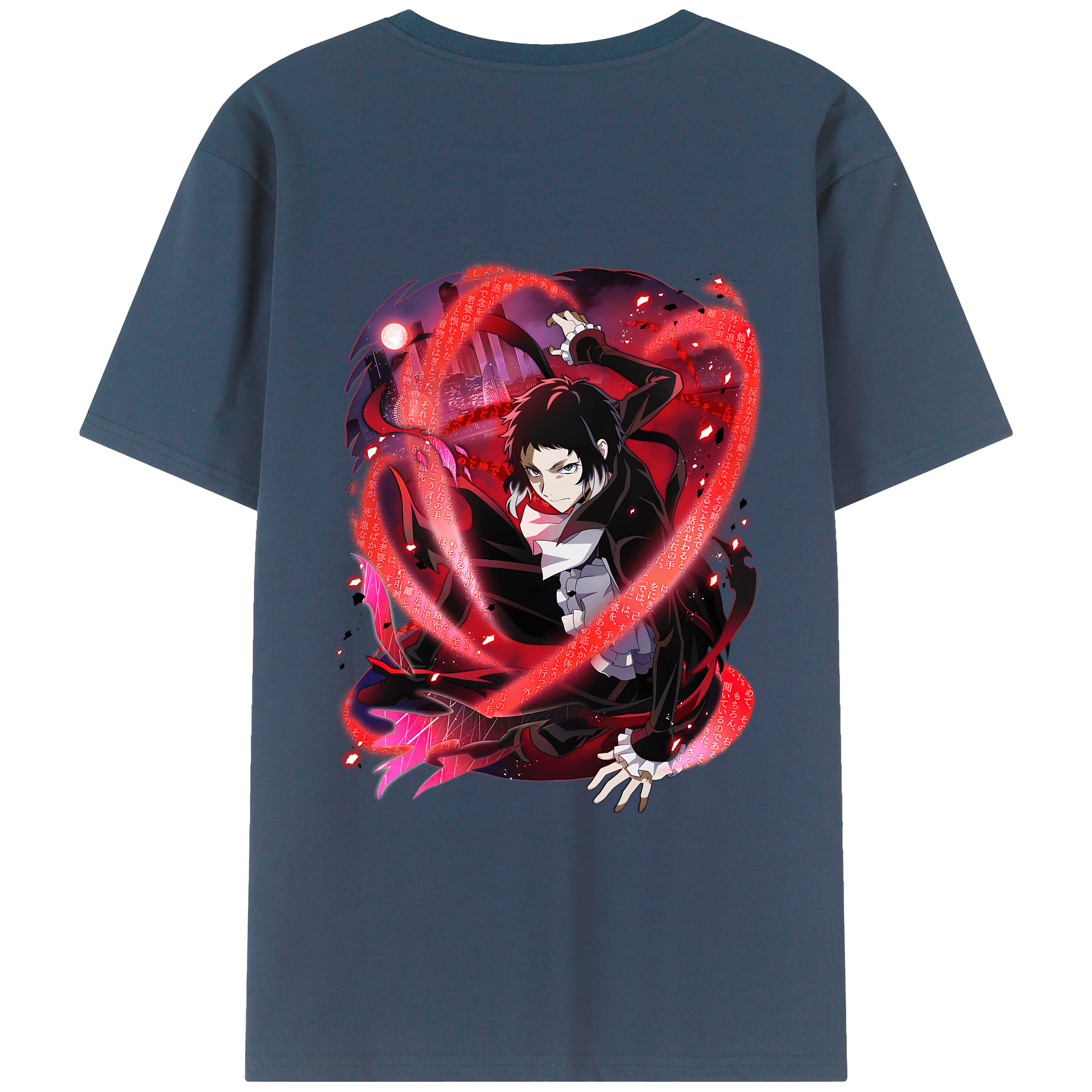 （画像用） 文豪ストレイドッグス Bungo Stray Dogs 綿100％ メンズ半袖Tシャツ（バックプリント） 通気性