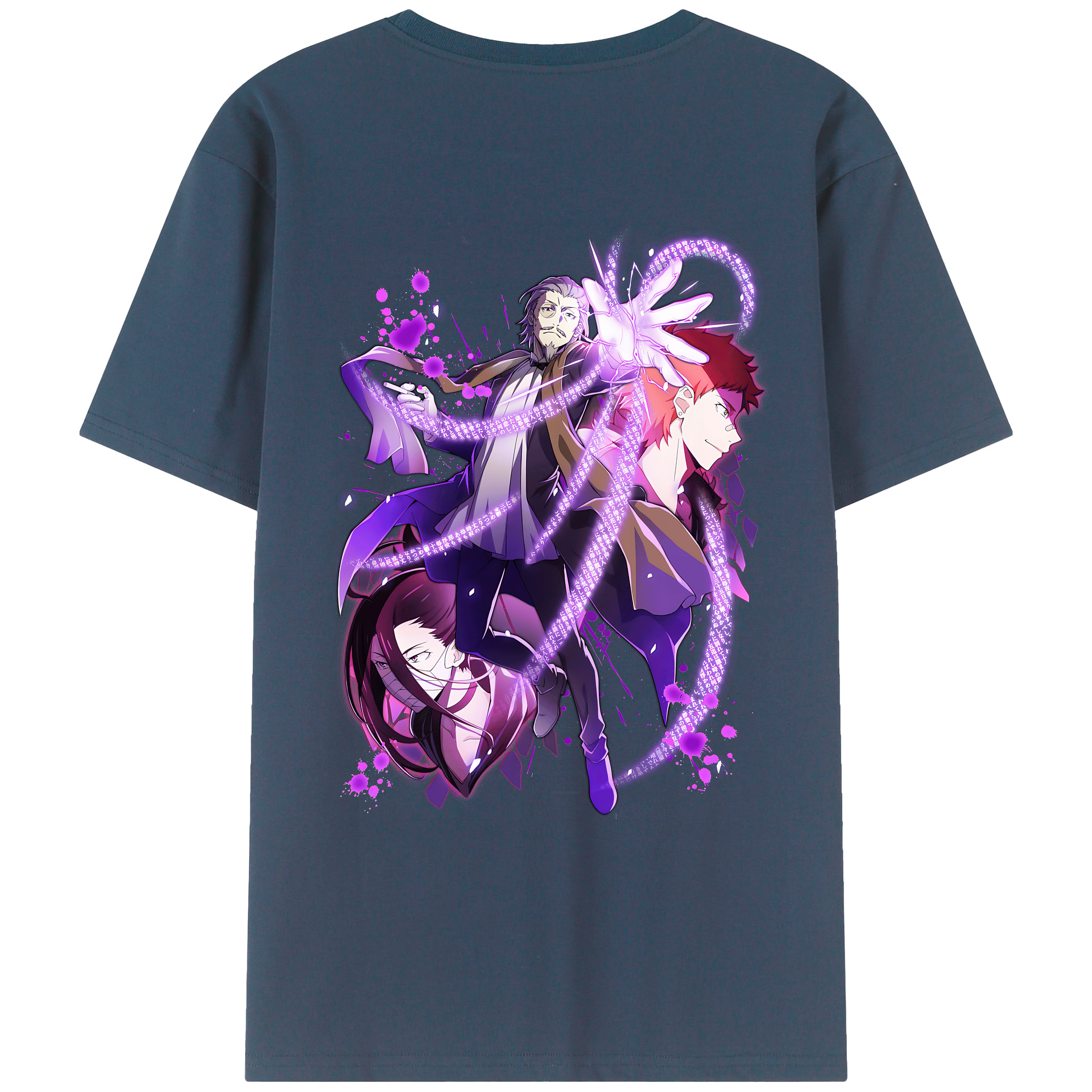 （画像用） 文豪ストレイドッグス Bungo Stray Dogs 綿100％ メンズ半袖Tシャツ（バックプリント） 通気性