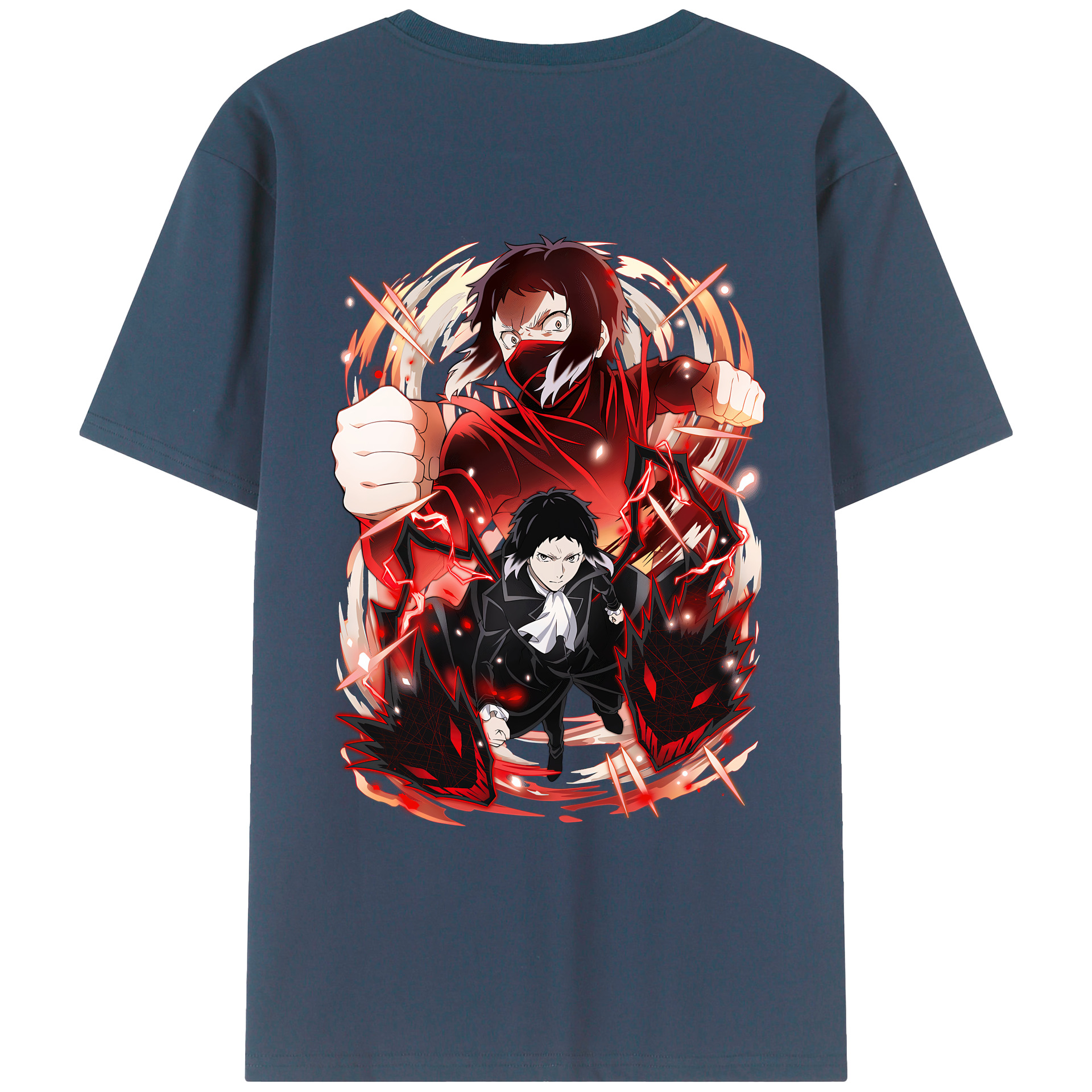 （画像用） 文豪ストレイドッグス Bungo Stray Dogs 綿100％ メンズ半袖Tシャツ（バックプリント） 通気性