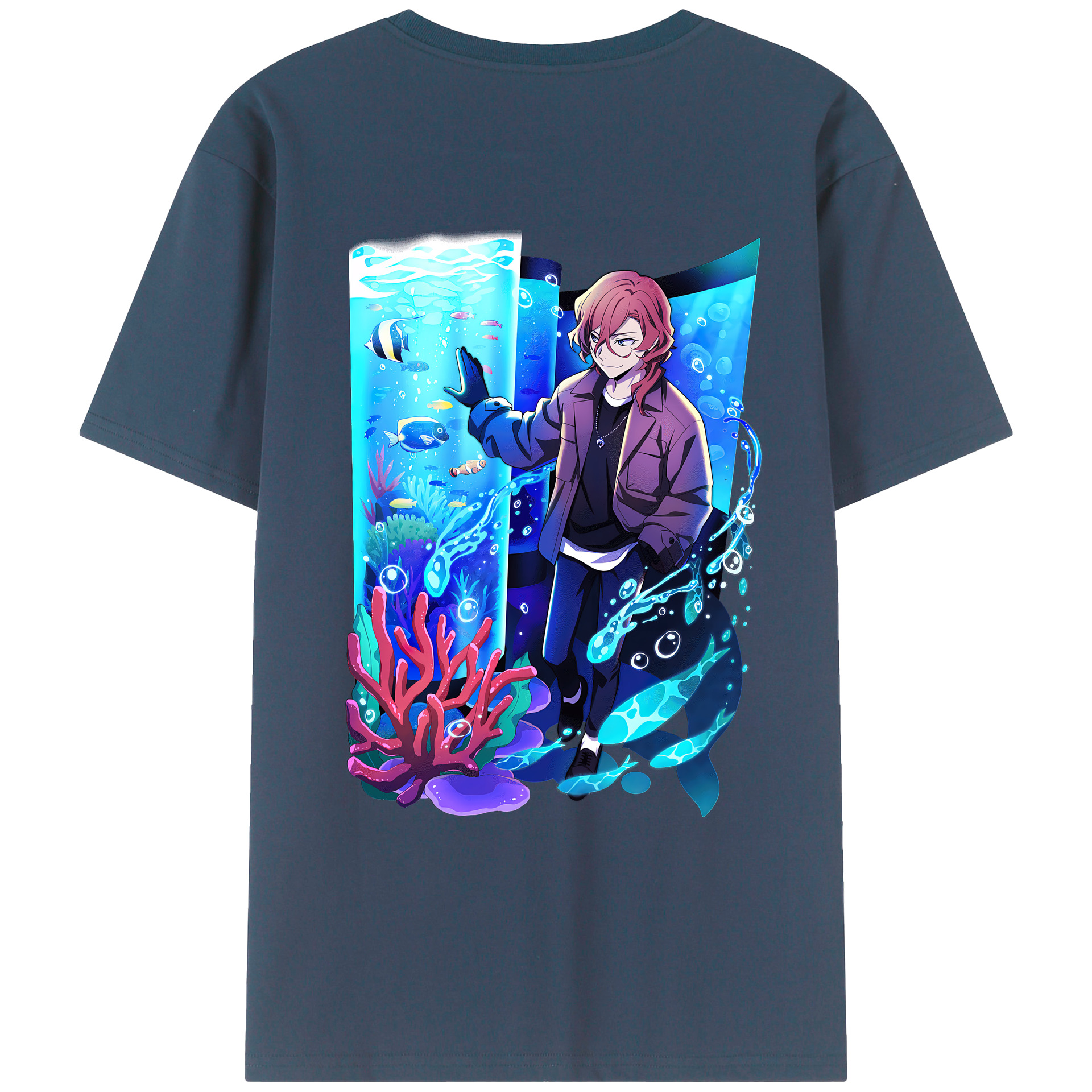 （画像用） 文豪ストレイドッグス Bungo Stray Dogs 綿100％ メンズ半袖Tシャツ（バックプリント） 通気性