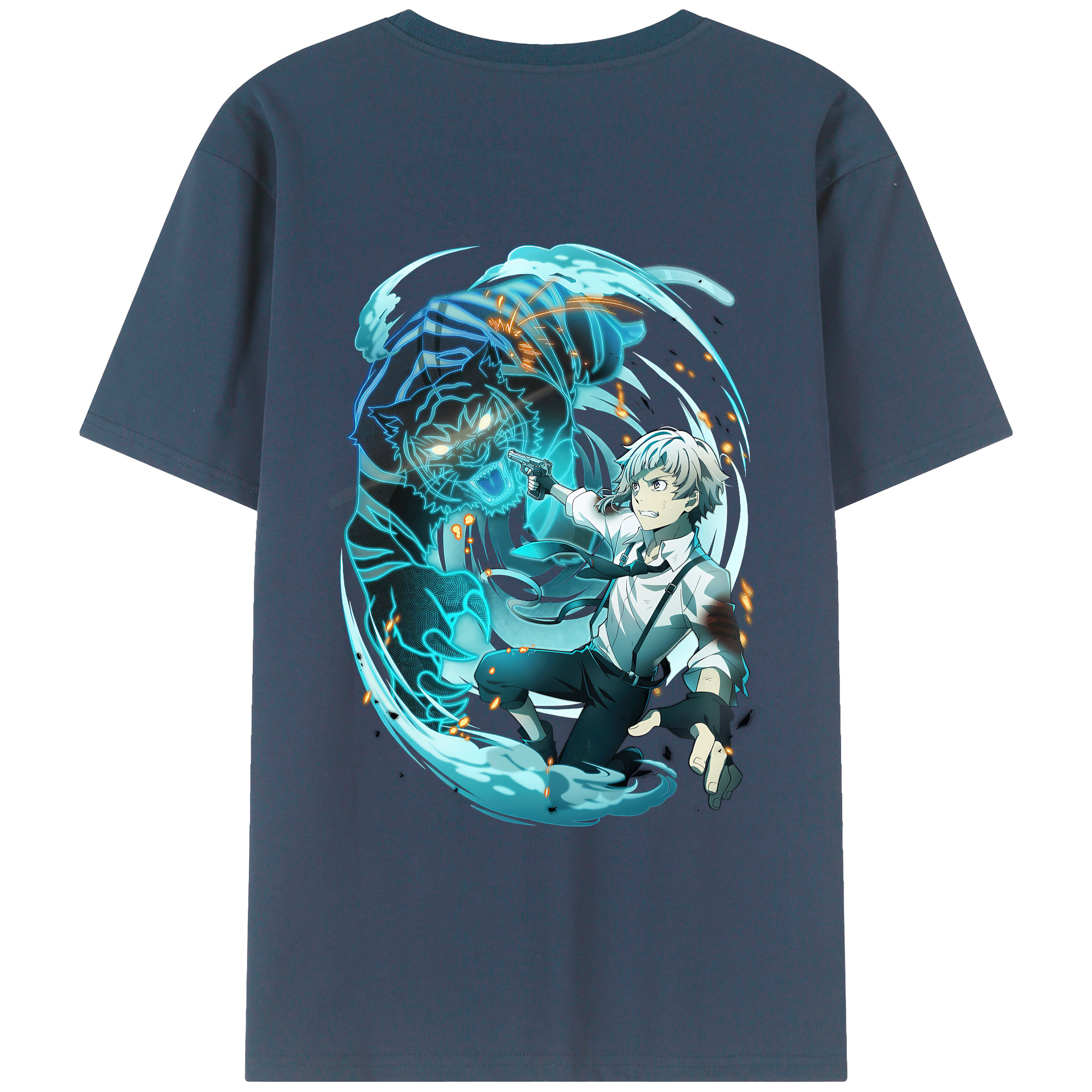 （画像用） 文豪ストレイドッグス Bungo Stray Dogs 綿100％ メンズ半袖Tシャツ（バックプリント） 通気性