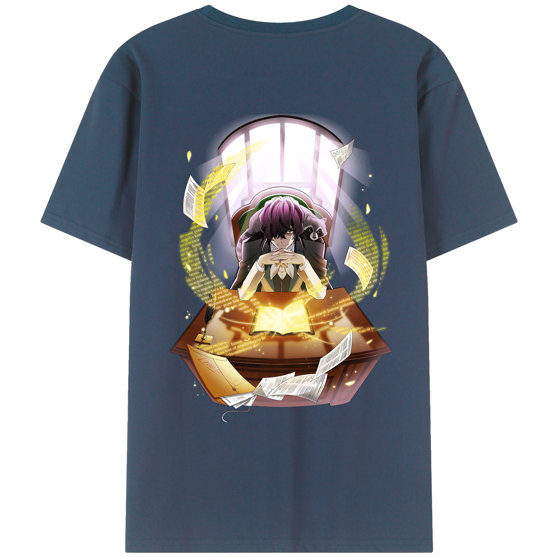 （画像用） 文豪ストレイドッグス Bungo Stray Dogs 綿100％ メンズ半袖Tシャツ（バックプリント） 通気性