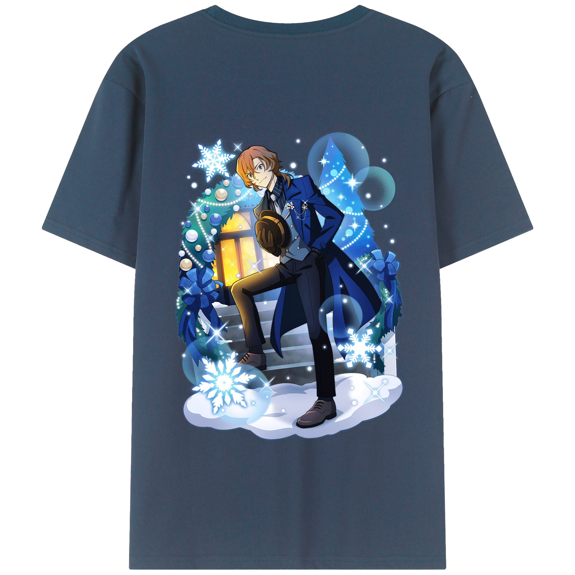 （画像用） 文豪ストレイドッグス Bungo Stray Dogs 綿100％ メンズ半袖Tシャツ（バックプリント） 通気性