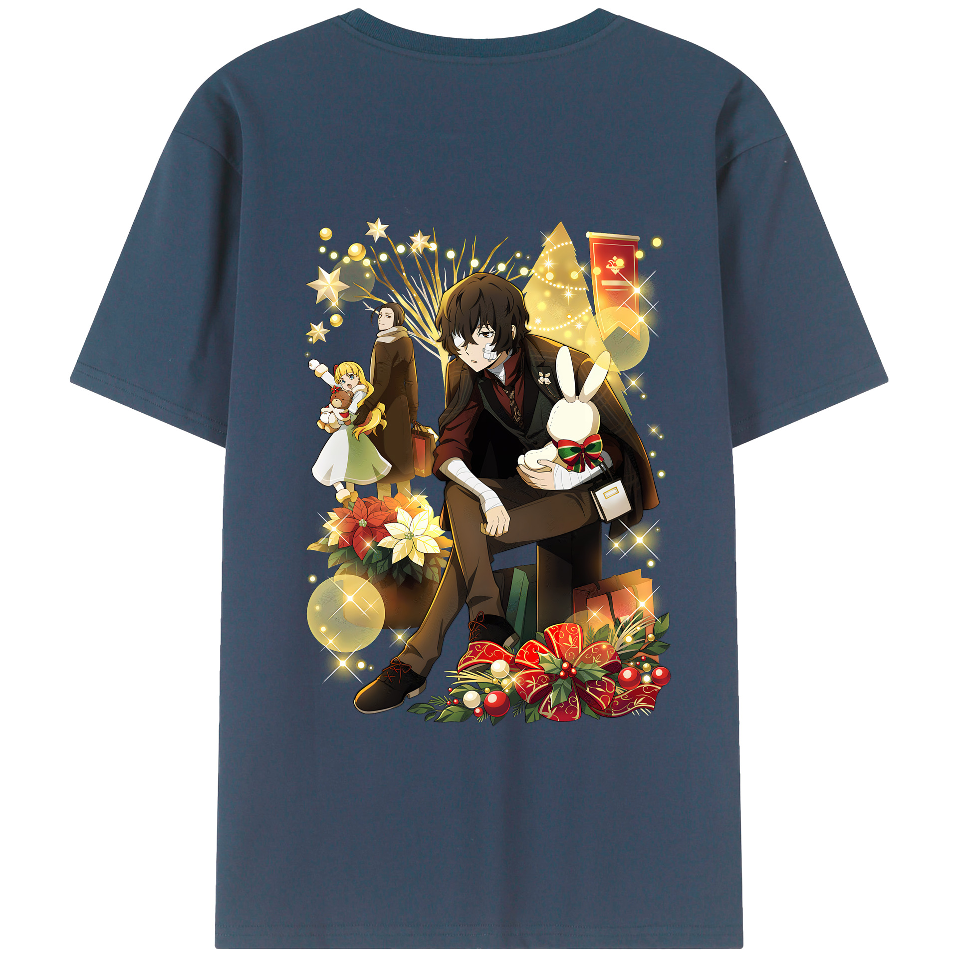 （画像用） 文豪ストレイドッグス Bungo Stray Dogs 綿100％ メンズ半袖Tシャツ（バックプリント） 通気性