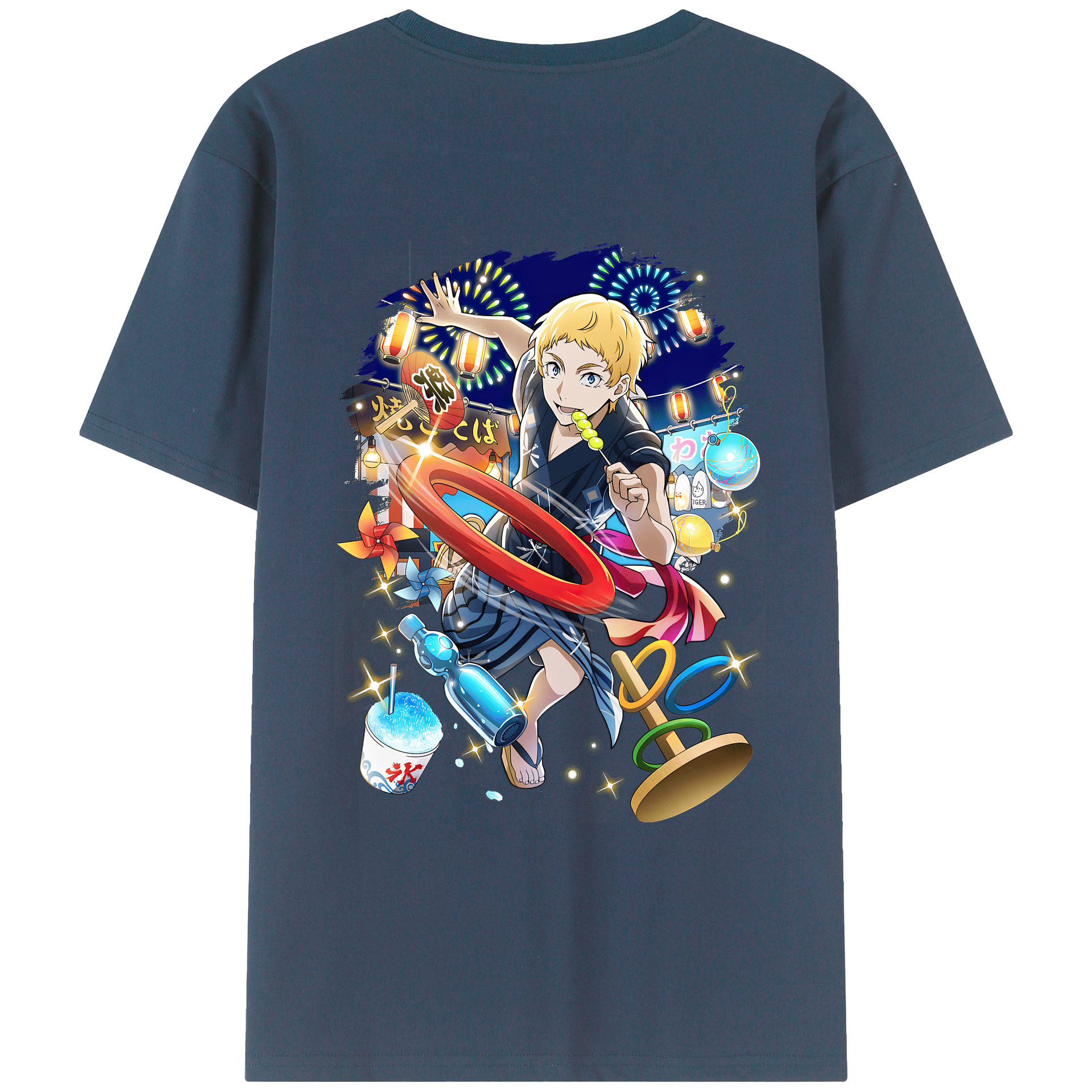 （画像用） 文豪ストレイドッグス Bungo Stray Dogs 綿100％ メンズ半袖Tシャツ（バックプリント） 通気性
