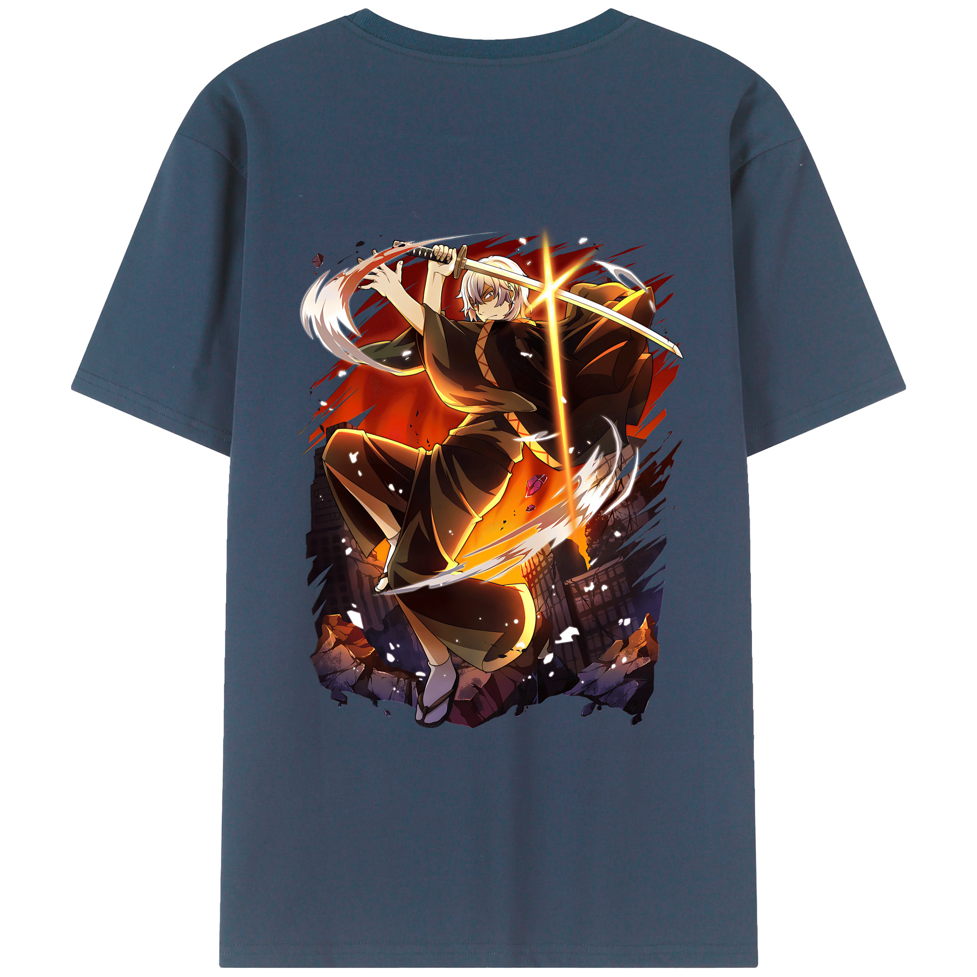 （画像用） 文豪ストレイドッグス Bungo Stray Dogs 綿100％ メンズ半袖Tシャツ（バックプリント） 通気性
