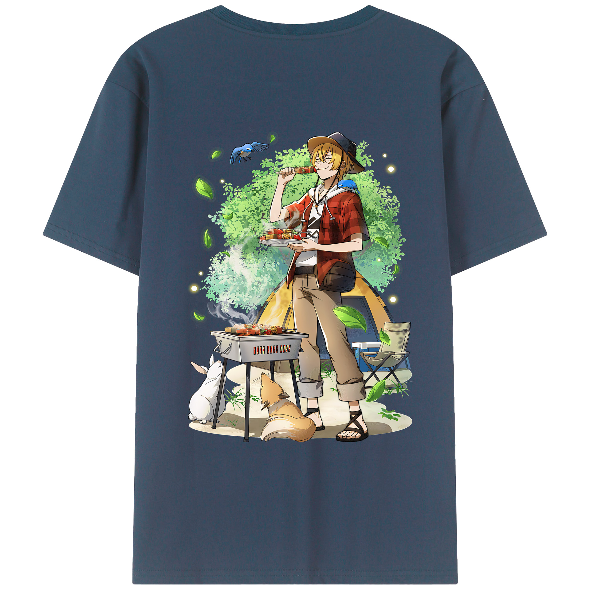 （画像用） 文豪ストレイドッグス Bungo Stray Dogs 綿100％ メンズ半袖Tシャツ（バックプリント） 通気性