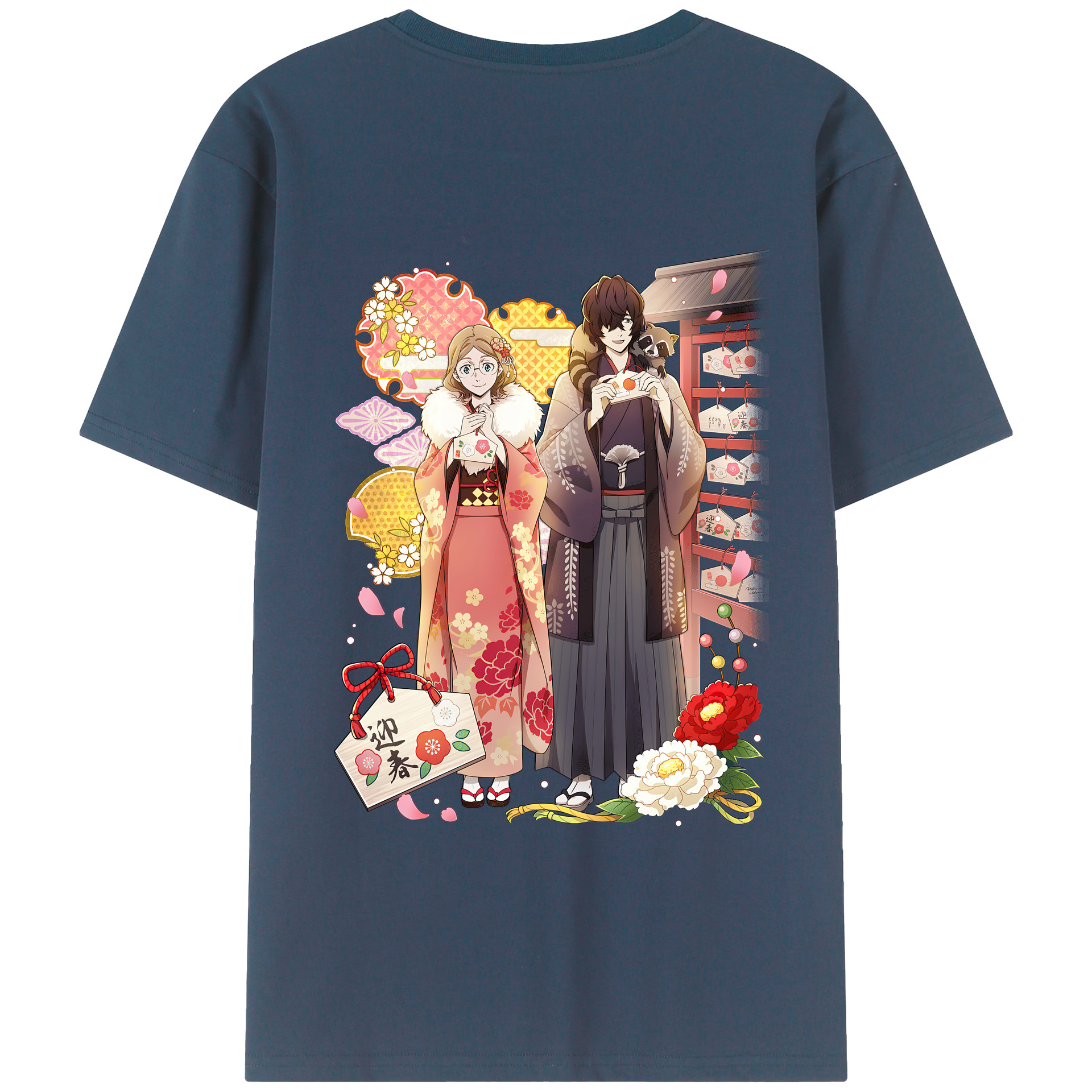 （画像用） 文豪ストレイドッグス Bungo Stray Dogs 綿100％ メンズ半袖Tシャツ（バックプリント） 通気性