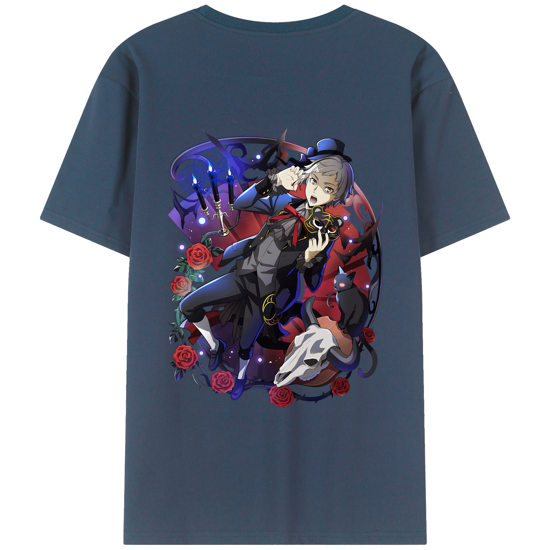 （画像用） 文豪ストレイドッグス Bungo Stray Dogs 綿100％ メンズ半袖Tシャツ（バックプリント） 通気性