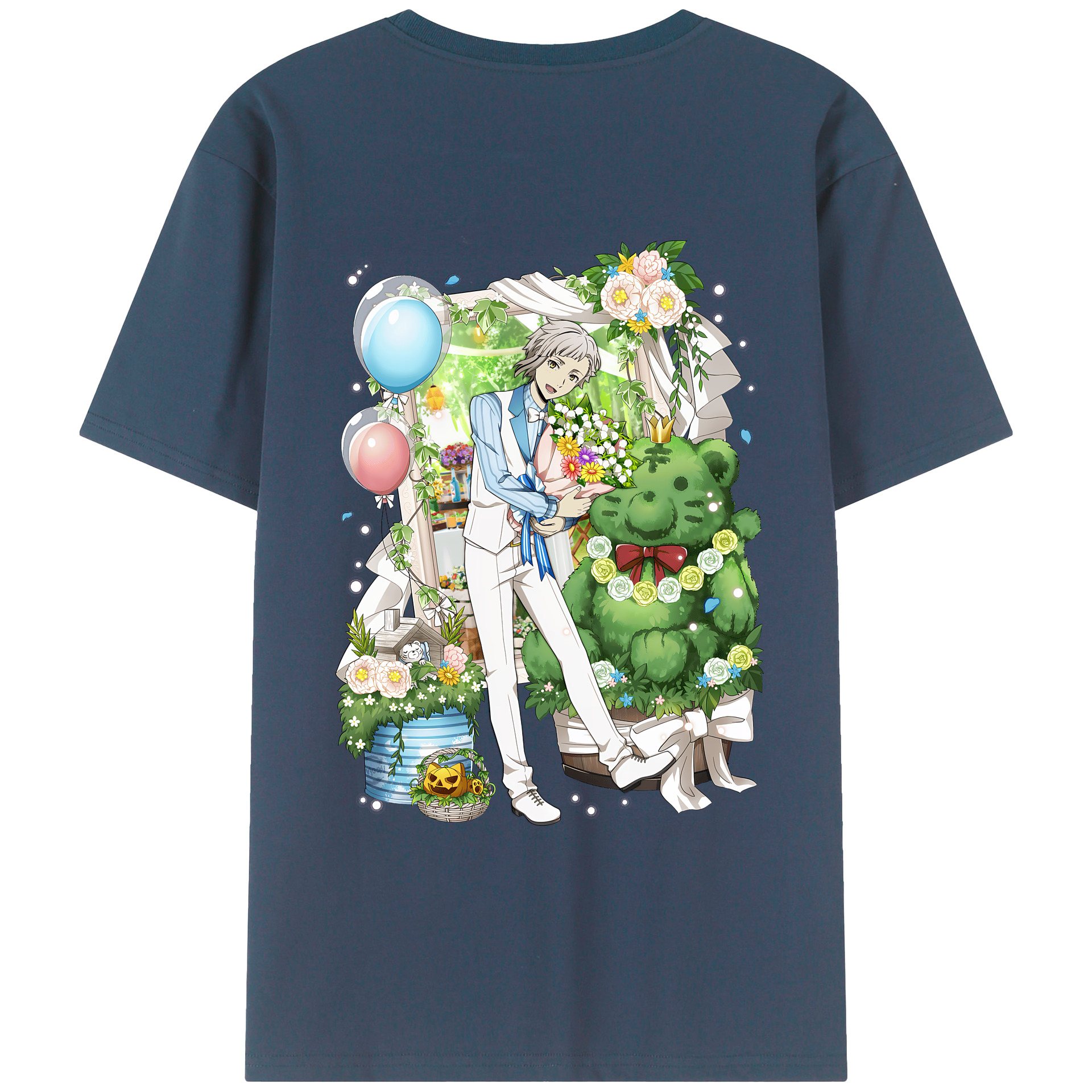 （画像用） 文豪ストレイドッグス Bungo Stray Dogs 綿100％ メンズ半袖Tシャツ（バックプリント） 通気性